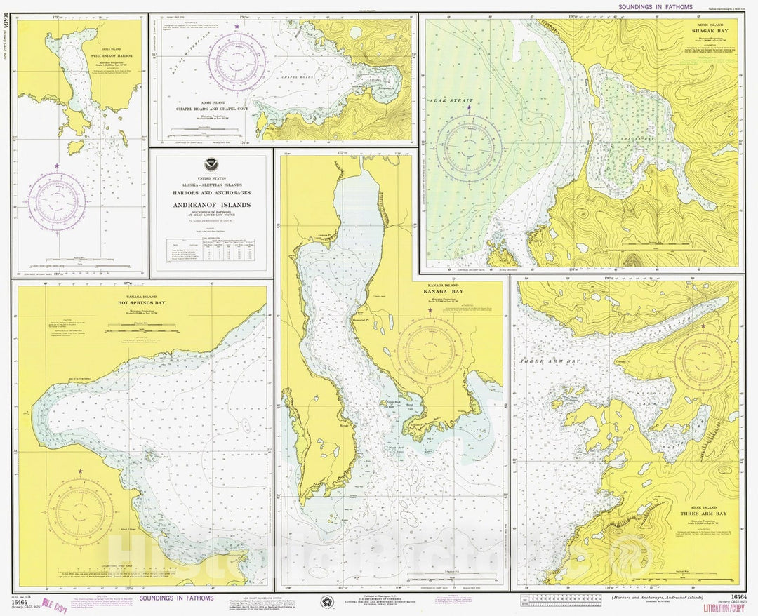Historic Nautical Map - Harbors And Anchorages Andreanof Islands, AK, 1976 NOAA Chart - Vintage Wall Art