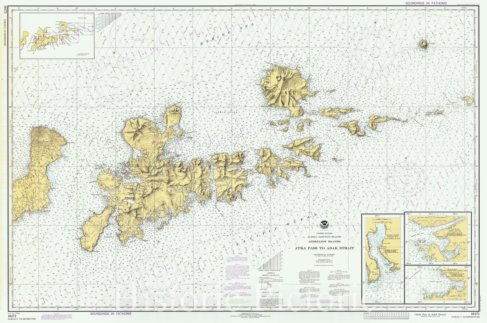 Historic Nautical Map - Atka Pass To Adak Strait, AK, 1980 NOAA Chart - Vintage Wall Art