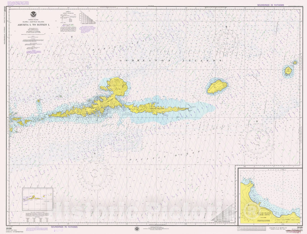 Historic Nautical Map - Amukta Island To Igitkin Island, AK, 1976 NOAA Chart - Vintage Wall Art