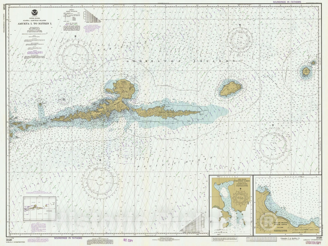 Historic Nautical Map - Amukta Island To Igitkin Island, AK, 1982 NOAA Chart - Vintage Wall Art