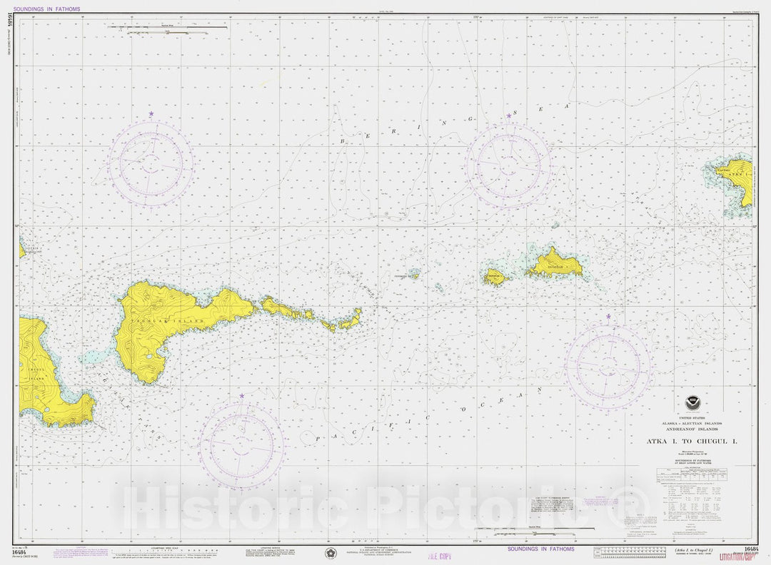 Historic Nautical Map - Atka Island To Chugul Island, AK, 1975 NOAA Chart - Vintage Wall Art