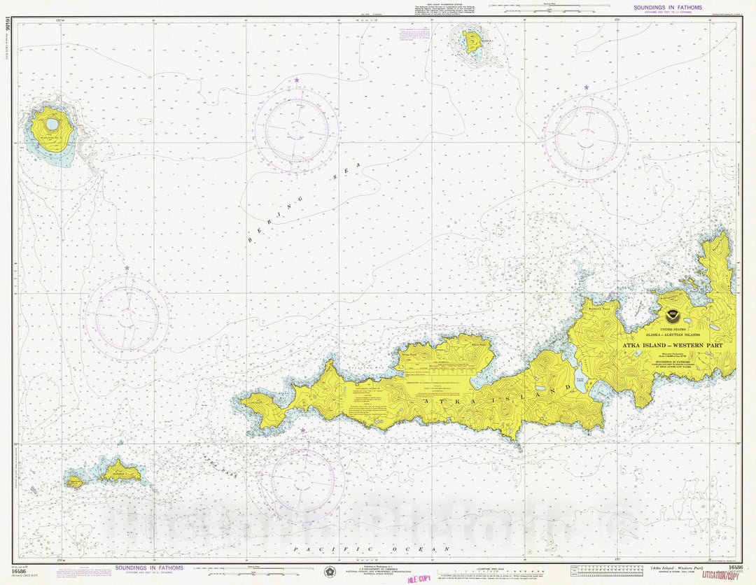 Historic Nautical Map - Atka Island - Western Part, AK, 1974 NOAA Chart - Vintage Wall Art