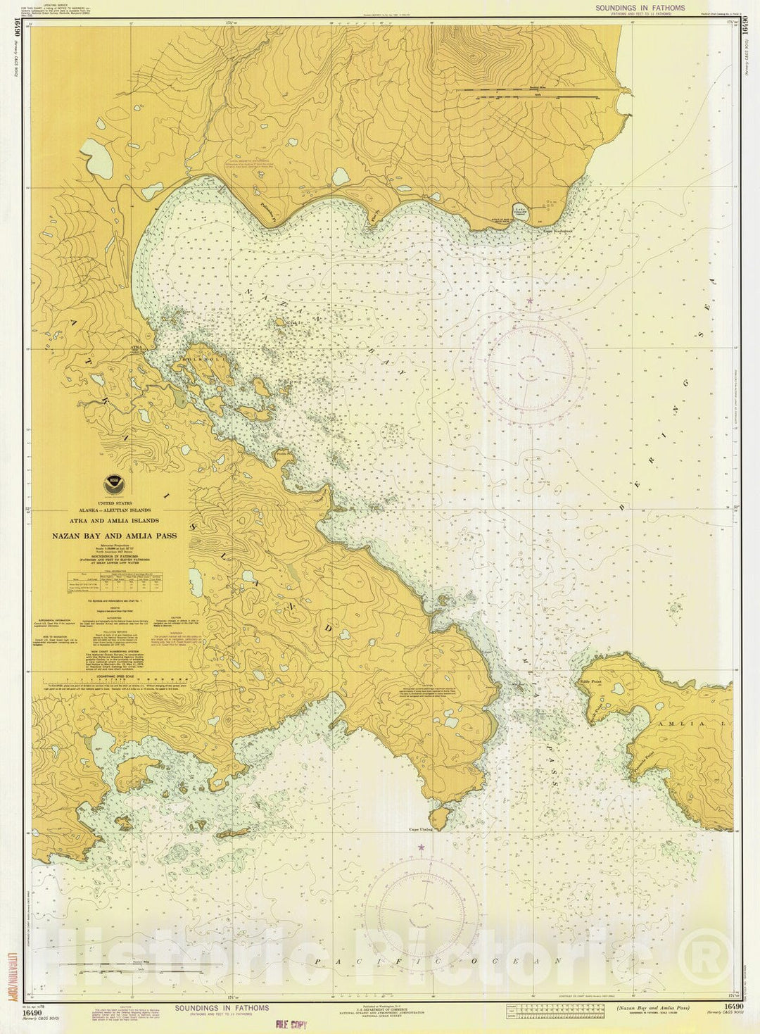 Historic Nautical Map - Nazan Bay And Amlia Pass, AK, 1978 NOAA Chart - Vintage Wall Art