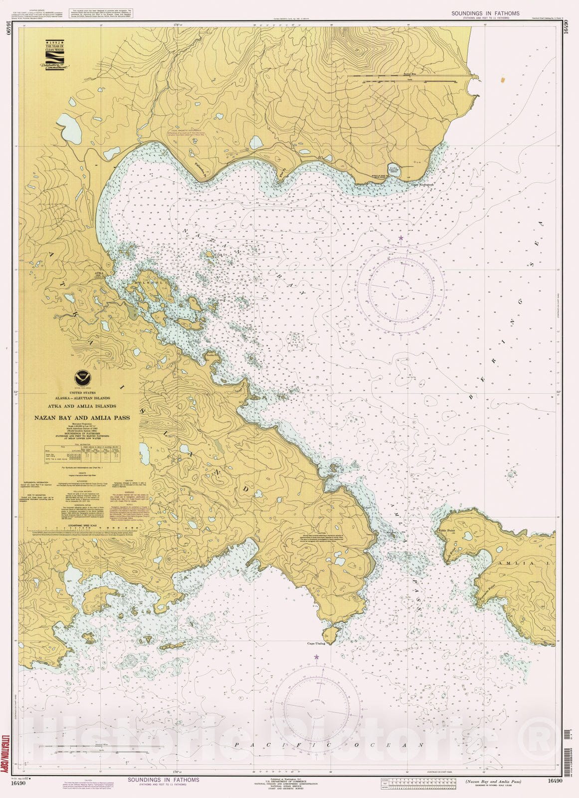Historic Nautical Map - Nazan Bay And Amlia Pass, AK, 1992 NOAA Chart - Vintage Wall Art