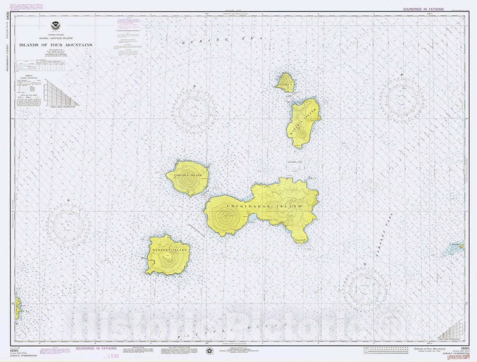 Historic Nautical Map - Islands Of Four Mountains, AK, 1976 NOAA Chart - Vintage Wall Art