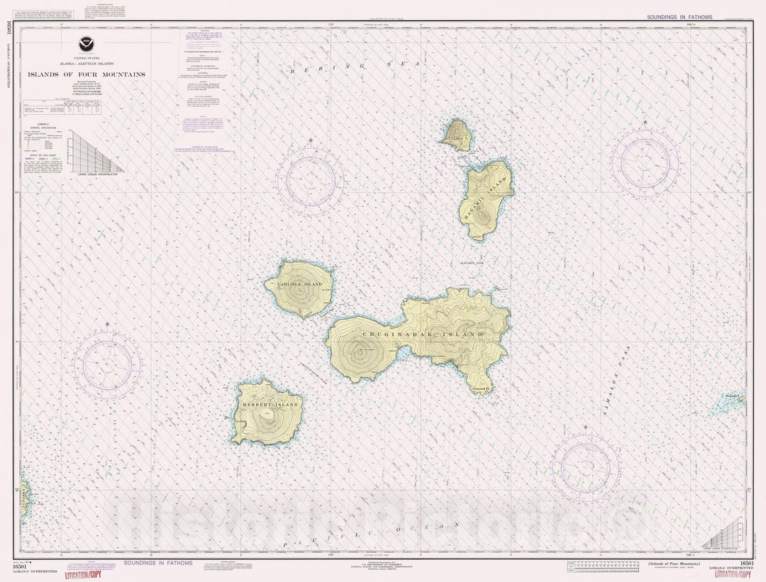 Historic Nautical Map - Islands Of Four Mountains, AK, 1991 NOAA Chart - Vintage Wall Art