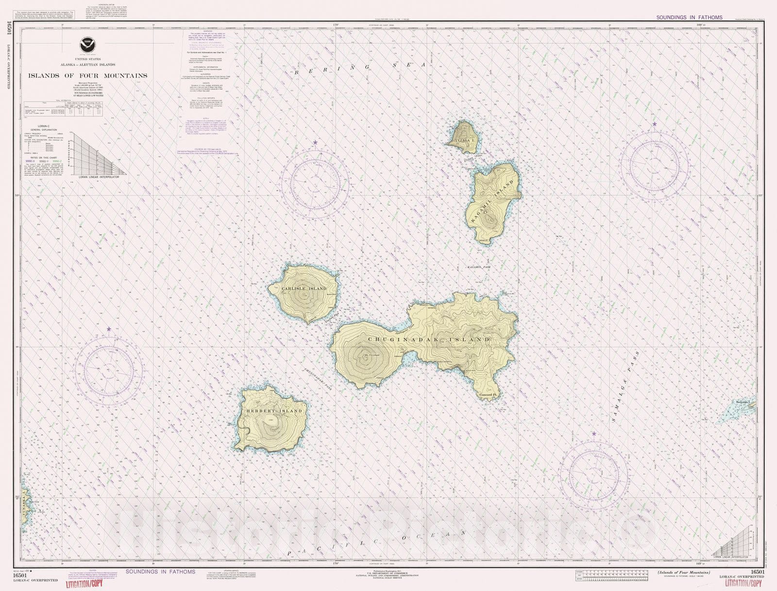 Historic Nautical Map - Islands Of Four Mountains, AK, 1991 NOAA Chart - Vintage Wall Art