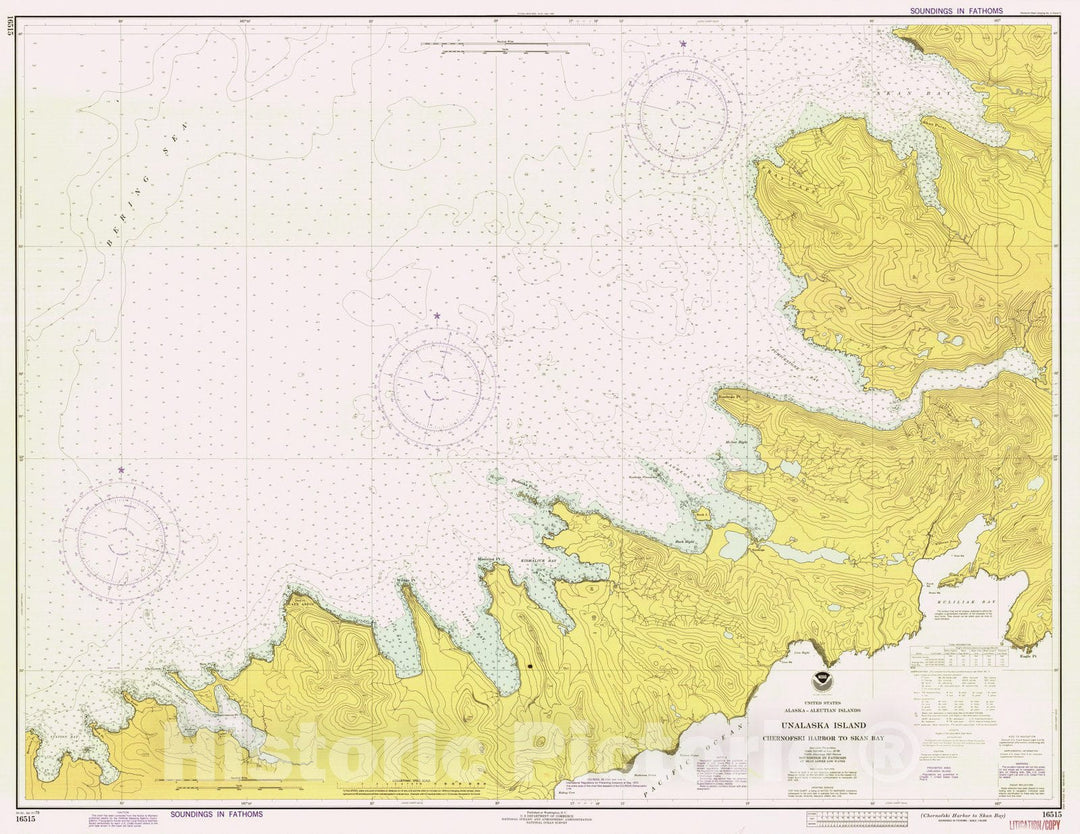 Historic Nautical Map - Chernofski Harbor To Skan Bay, AK, 1979 NOAA Chart - Vintage Wall Art