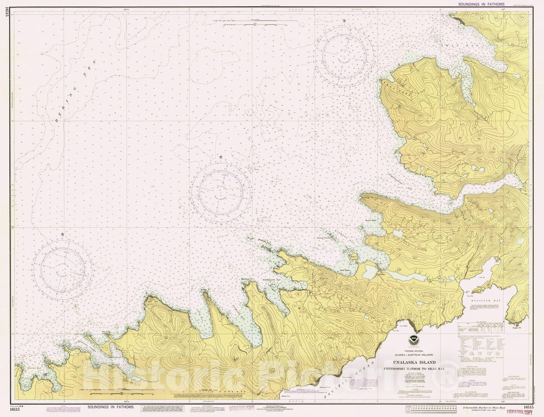 Historic Nautical Map - Chernofski Harbor To Skan Bay, AK, 1990 NOAA Chart - Vintage Wall Art