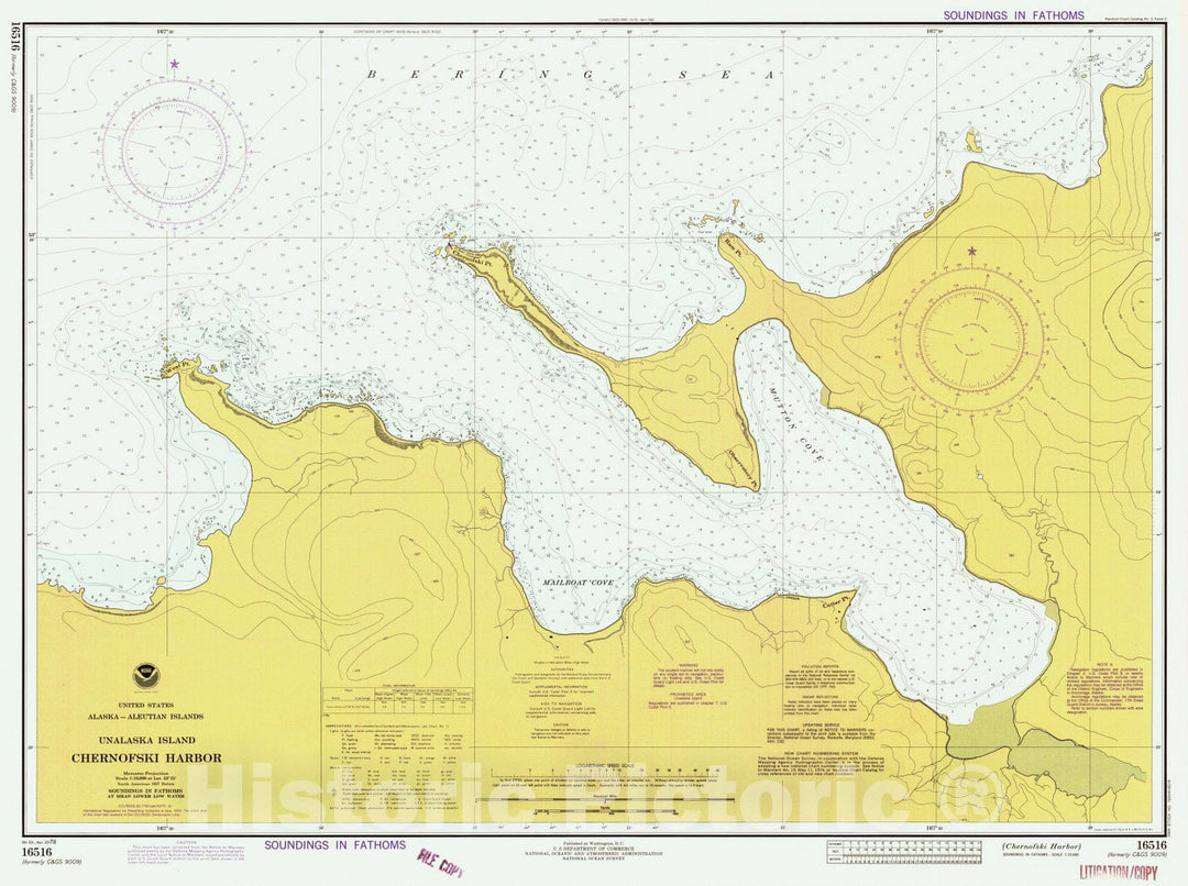 Historic Nautical Map - Chernofski Harbor, AK, 1978 NOAA Chart - Vintage Wall Art