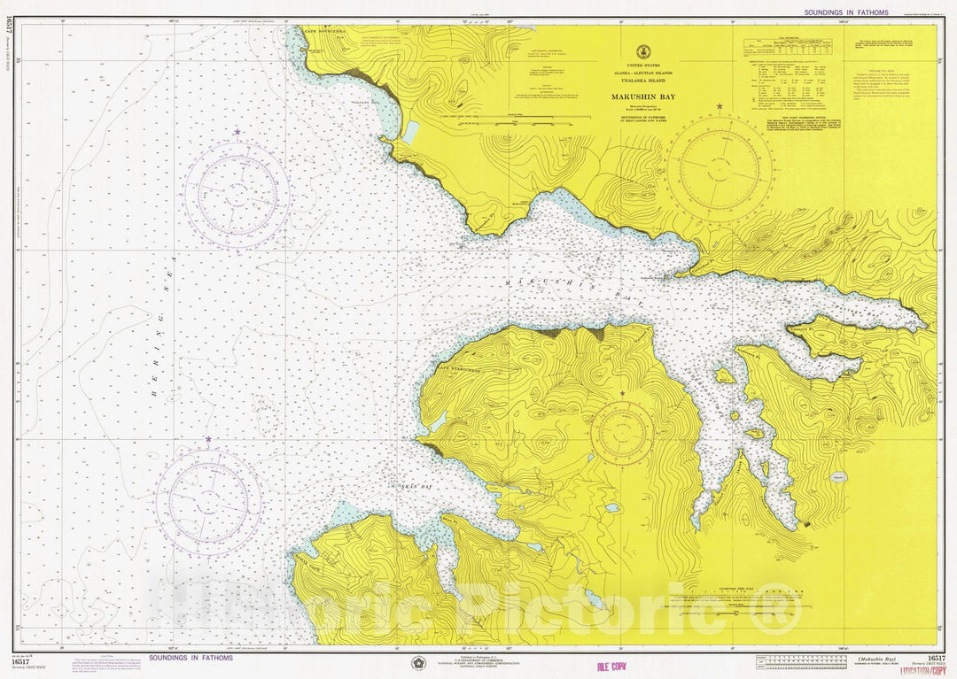 Historic Nautical Map - Makushin Bay, AK, 1974 NOAA Chart - Vintage Wall Art