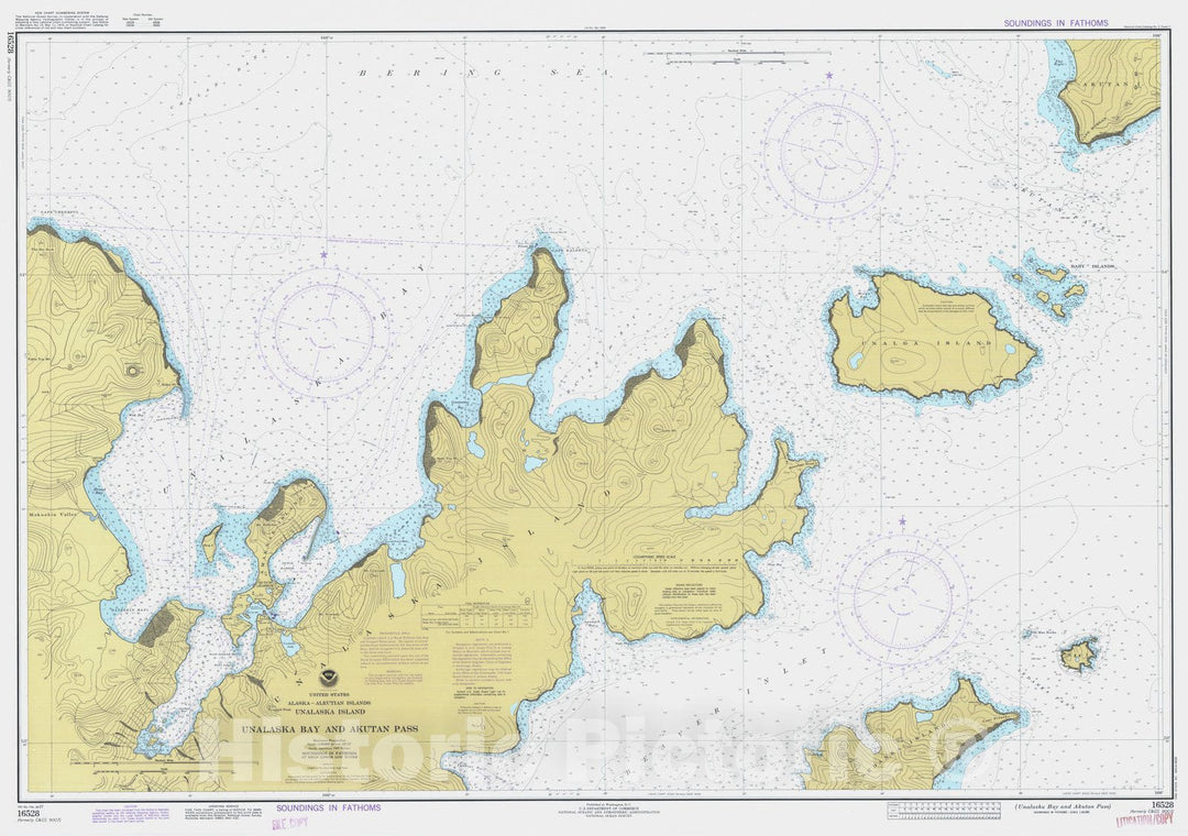 Historic Nautical Map - Unalaska Bay And Akutan Pass, AK, 1977 NOAA Chart - Vintage Wall Art