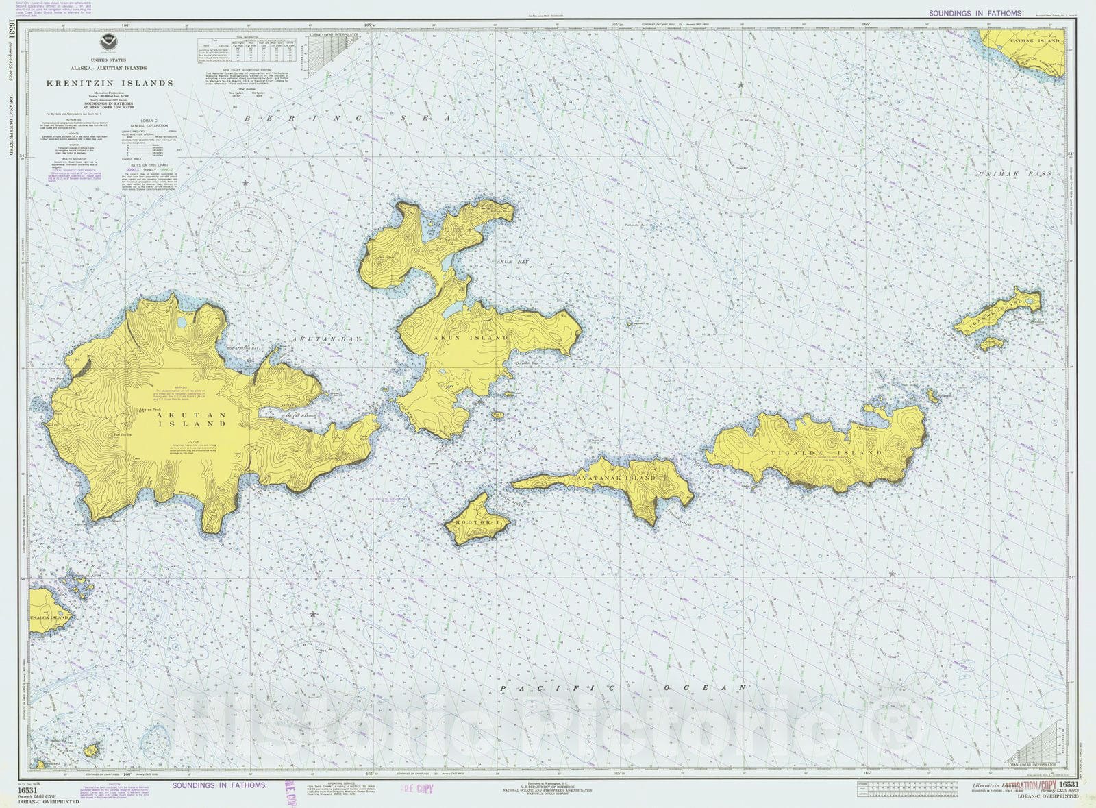 Historic Nautical Map - Krenitzin Islands, AK, 1976 NOAA Chart - Vintage Wall Art
