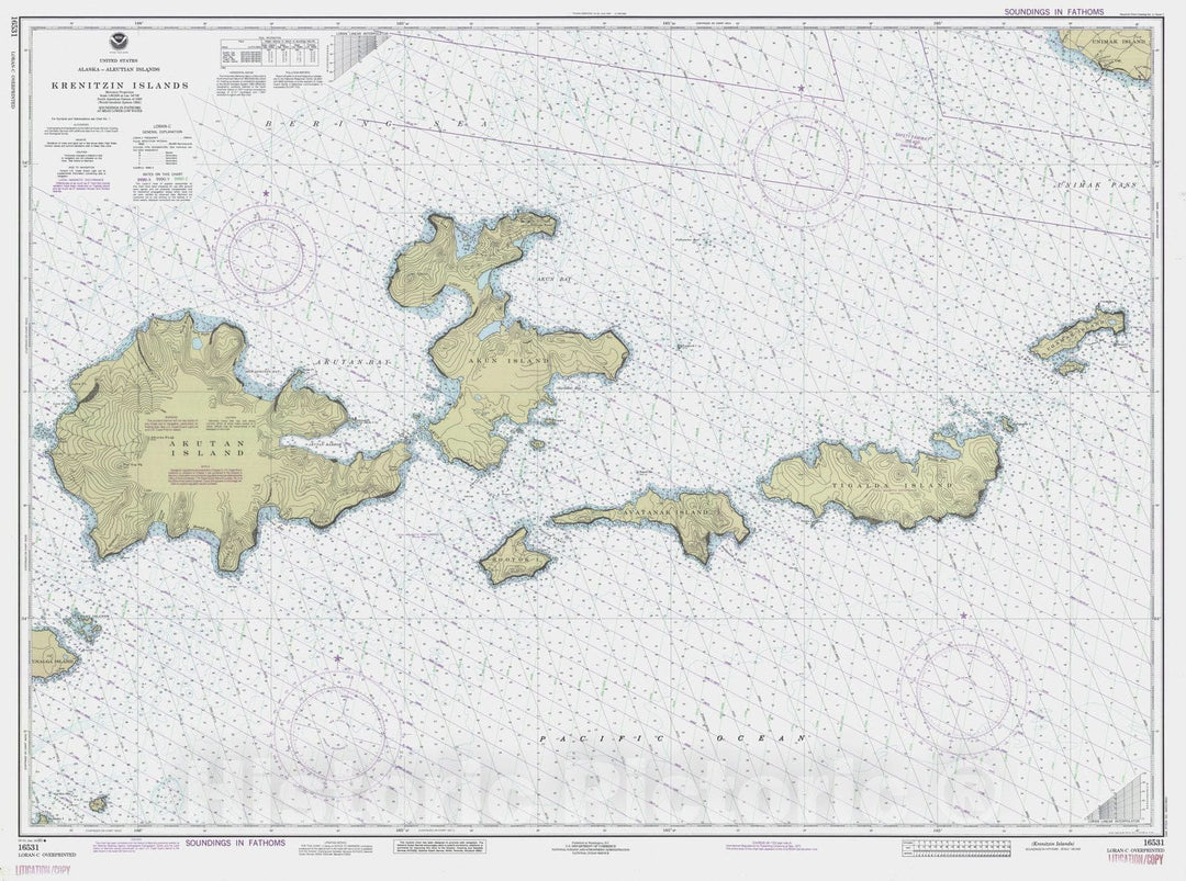Historic Nautical Map - Krenitzin Islands, AK, 1990 NOAA Chart - Vintage Wall Art