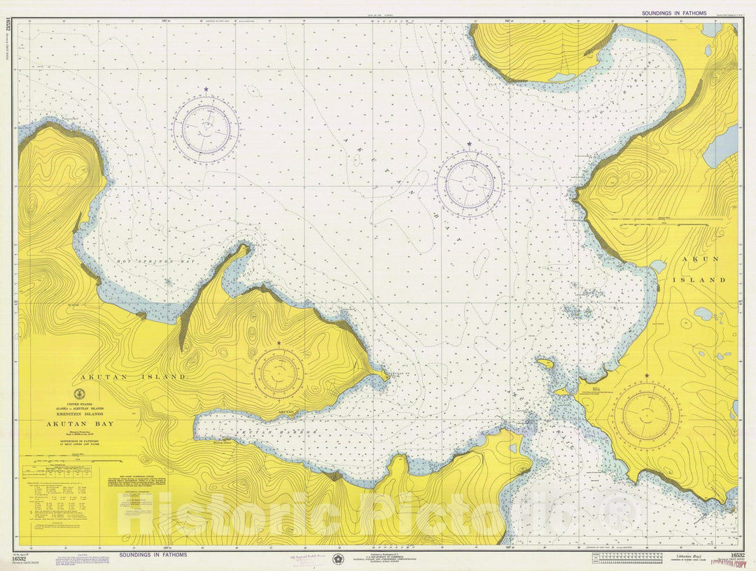Historic Nautical Map - Akutan Bay, AK, 1974 NOAA Chart - Vintage Wall Art