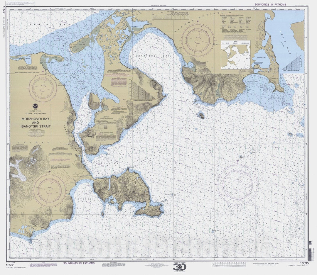 Historic Nautical Map - Morzhovoi Bay And Isanotski Strait, AK, 2000 NOAA Chart - Vintage Wall Art