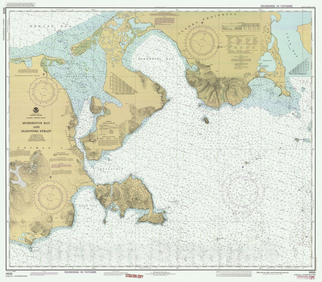 Historic Nautical Map - Morzhovoi Bay And Isanotski Strait, AK, 1990 NOAA Chart - Vintage Wall Art