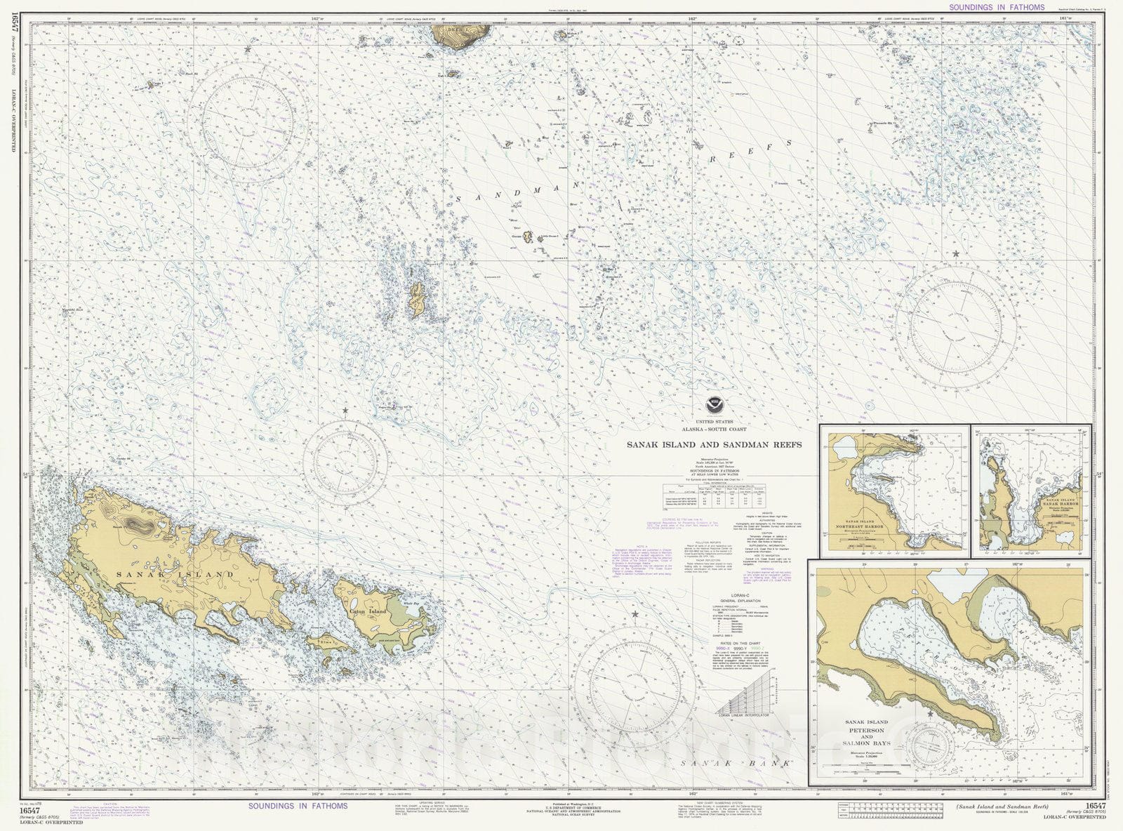 Historic Nautical Map - Sanak Island And Sandman Reefs, AK, 1978 NOAA Chart - Vintage Wall Art