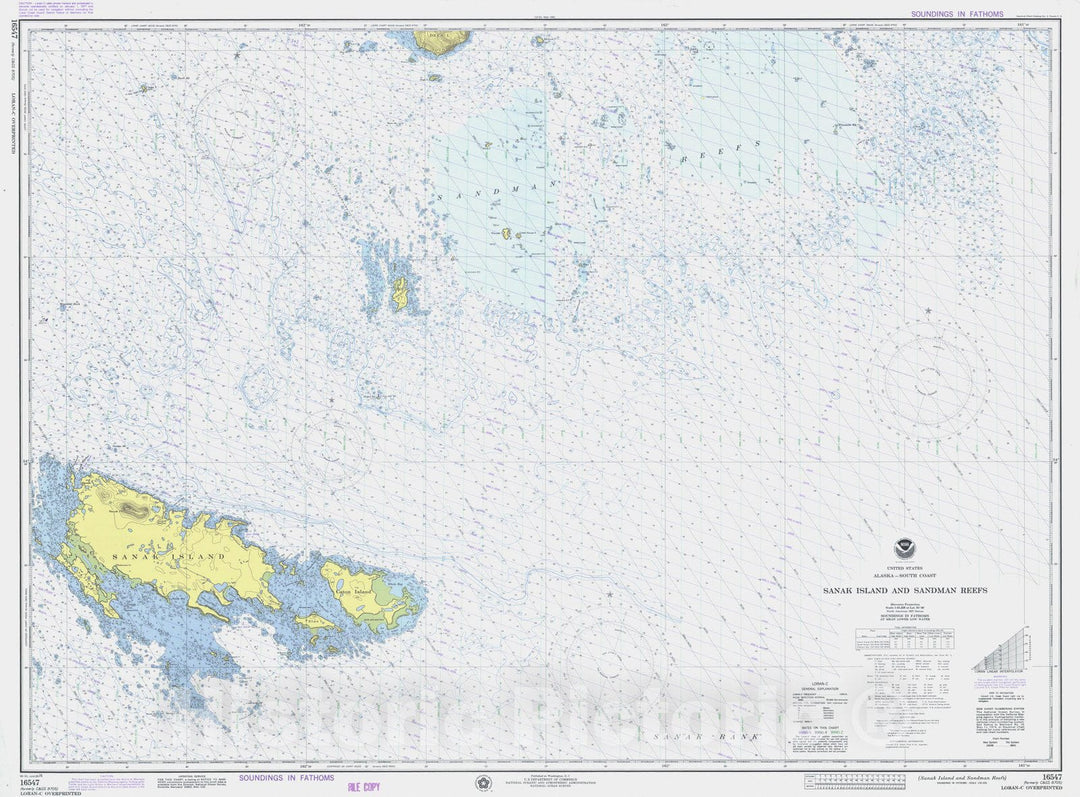 Historic Nautical Map - Sanak Island And Sandman Reefs, AK, 1976 NOAA Chart - Vintage Wall Art