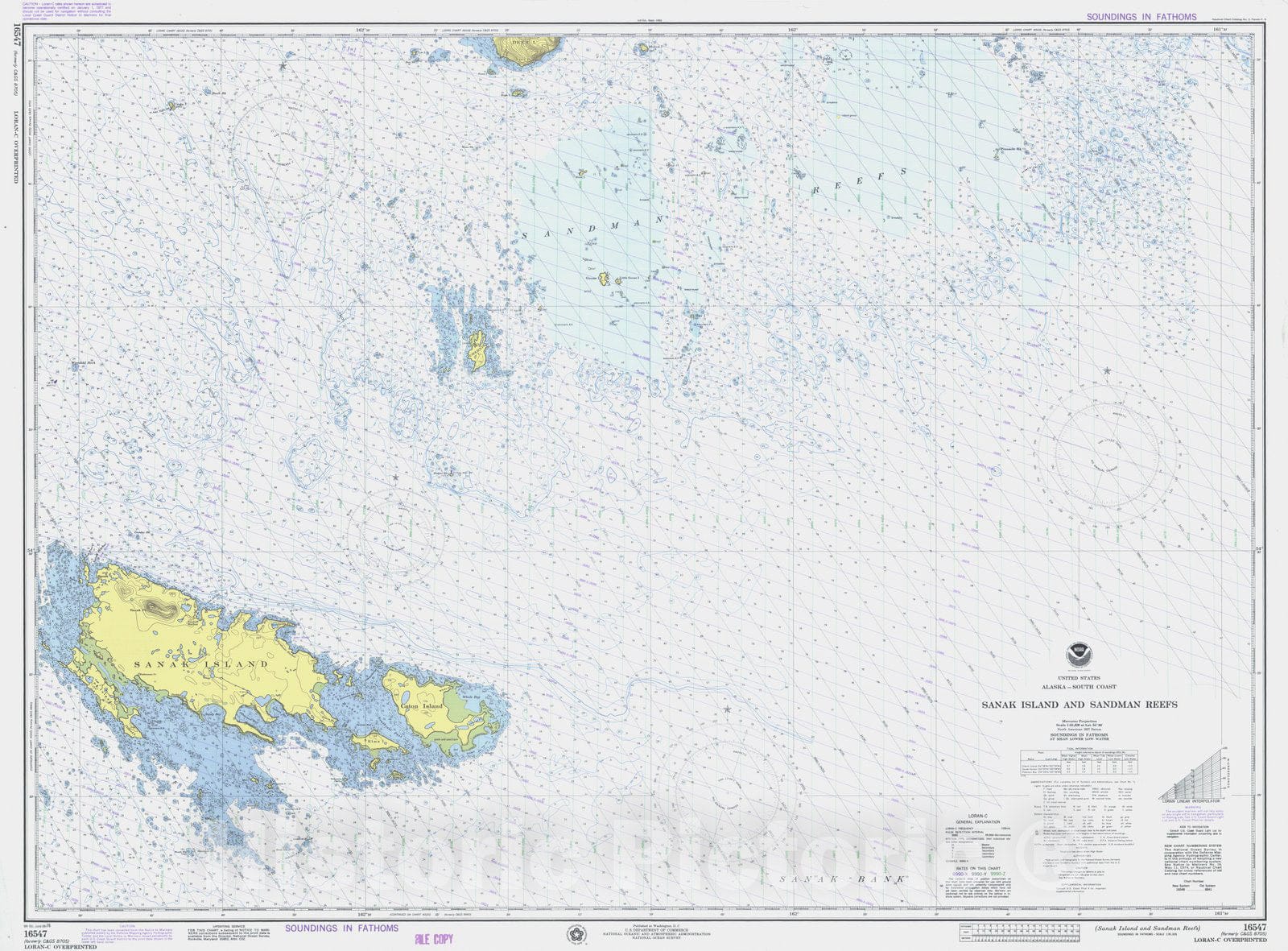 Historic Nautical Map - Sanak Island And Sandman Reefs, AK, 1976 NOAA Chart - Vintage Wall Art