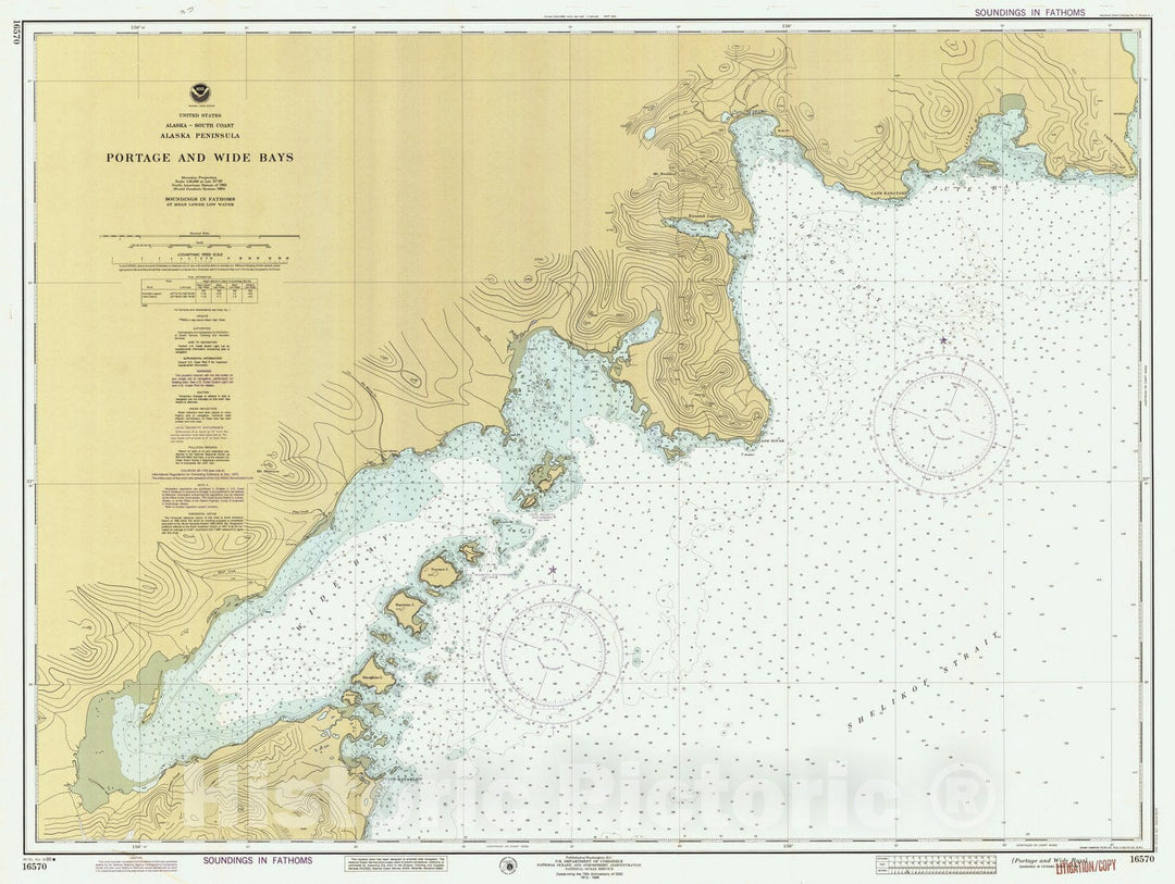Historic Nautical Map - Portage And Wide Bays, AK, 1988 NOAA Chart - Vintage Wall Art