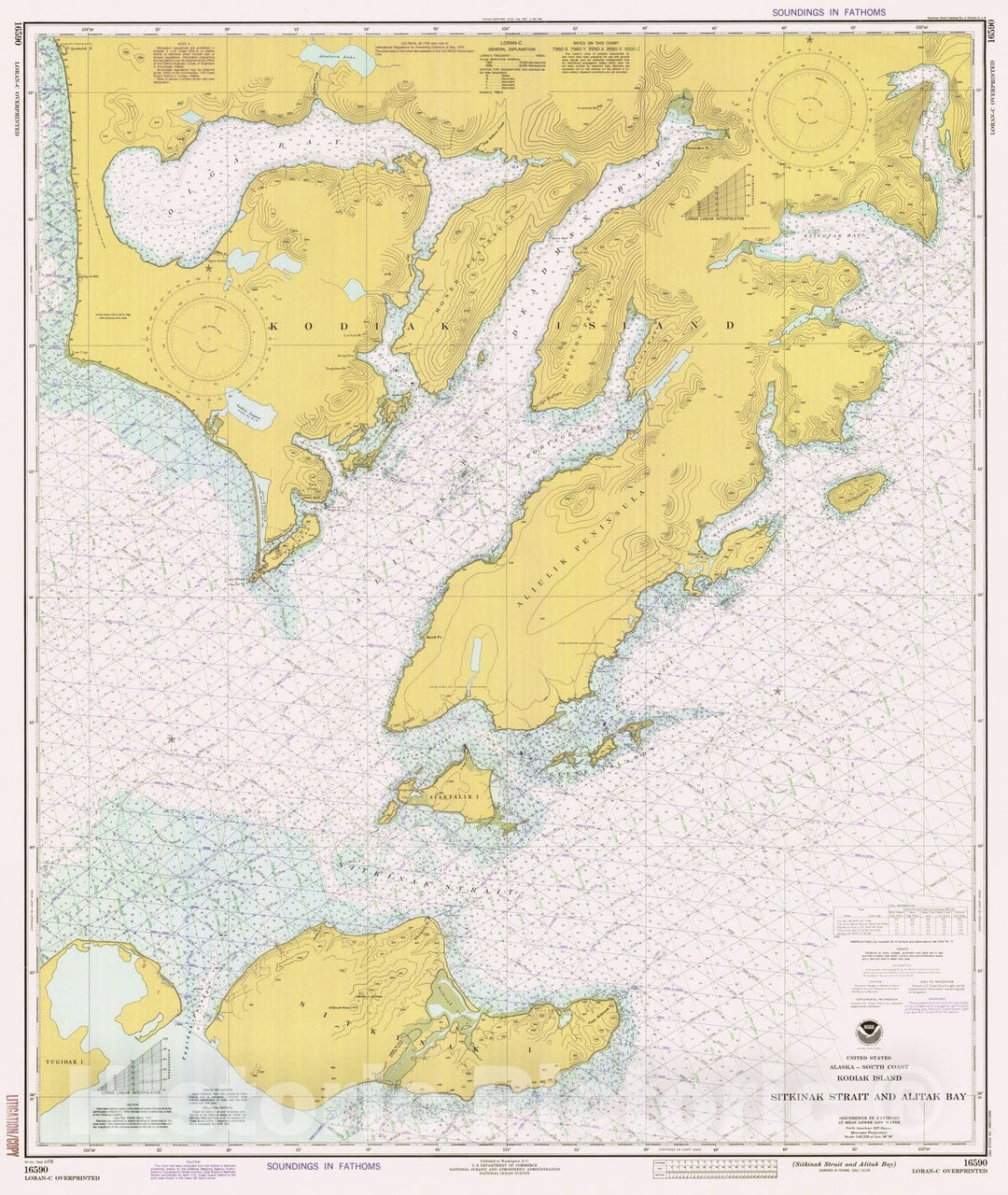Historic Nautical Map - Sitkinak Strait And Alitak Bay, AK, 1978 NOAA Chart - Vintage Wall Art