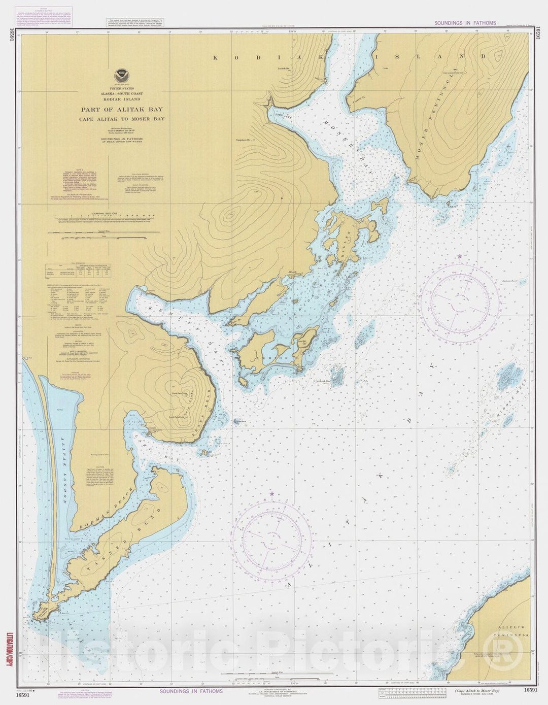 Historic Nautical Map - Cape Alitak To Moser Bay, AK, 1986 NOAA Chart - Vintage Wall Art