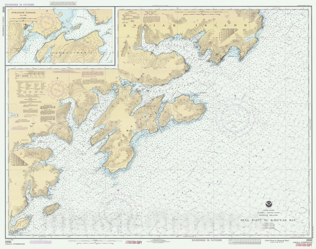 Historic Nautical Map - Gull Point To Kaguyak Bay, AK, 1990 NOAA Chart - Vintage Wall Art