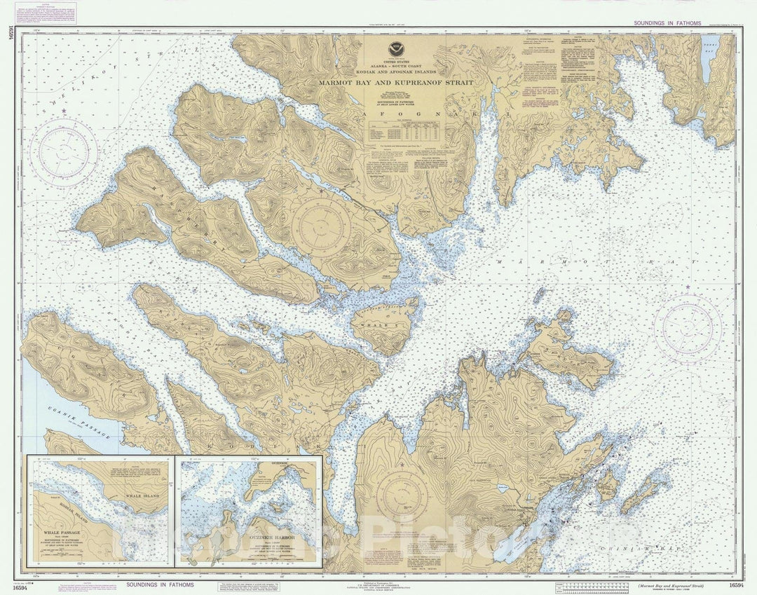 Historic Nautical Map - Marmot Bay And Kupreanof Strait, AK, 1988 NOAA Chart - Vintage Wall Art