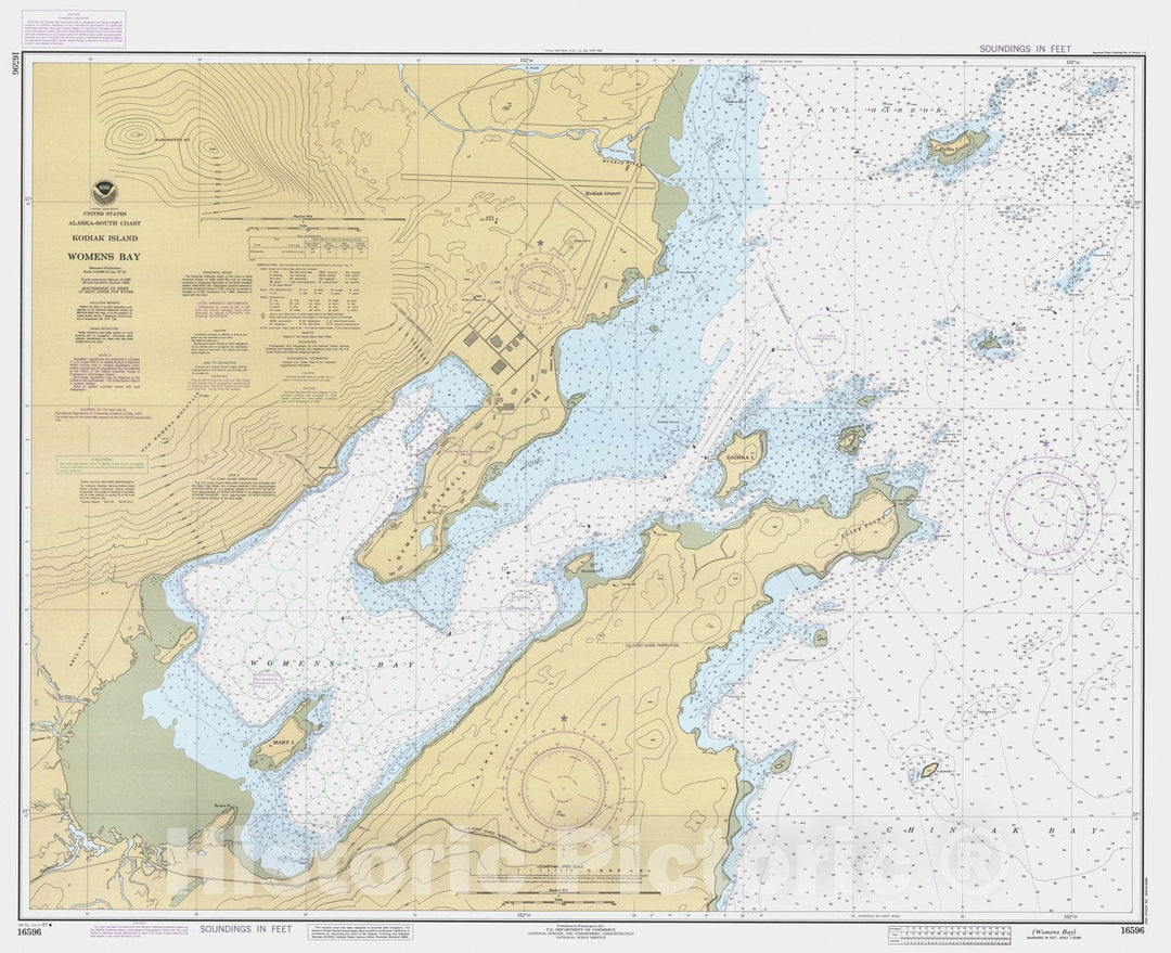 Historic Nautical Map - Womens Bay, AK, 1987 NOAA Chart - Vintage Wall Art