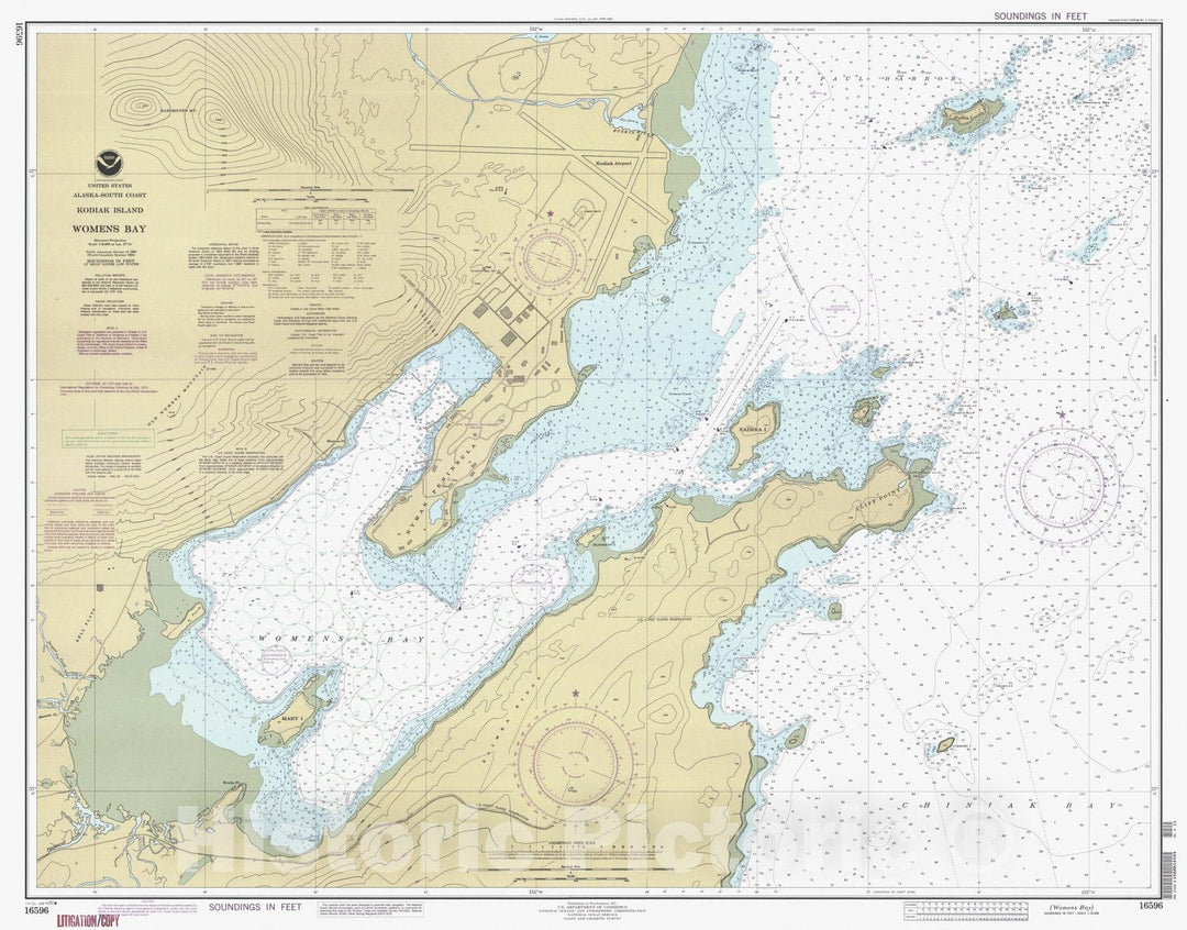 Historic Nautical Map - Womens Bay, AK, 1993 NOAA Chart - Vintage Wall Art