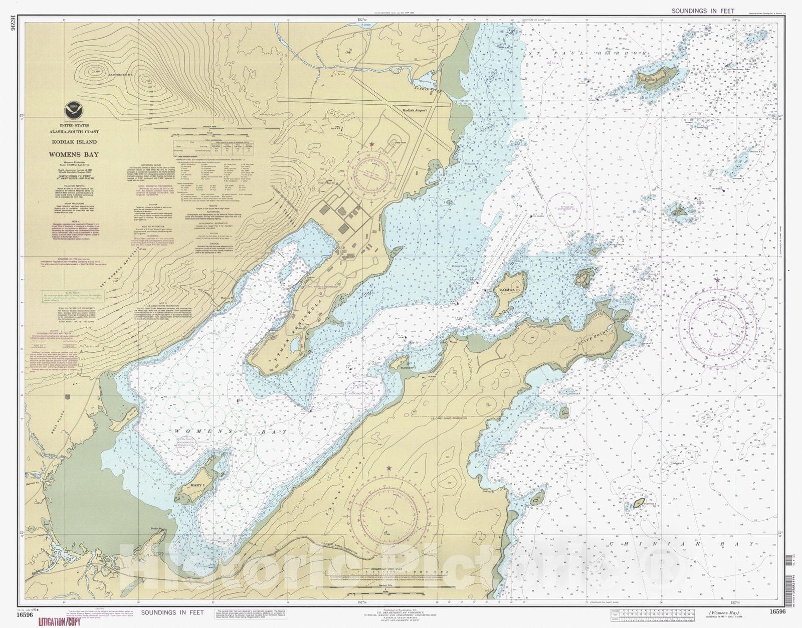 Historic Nautical Map - Womens Bay, AK, 1993 NOAA Chart - Vintage Wall Art