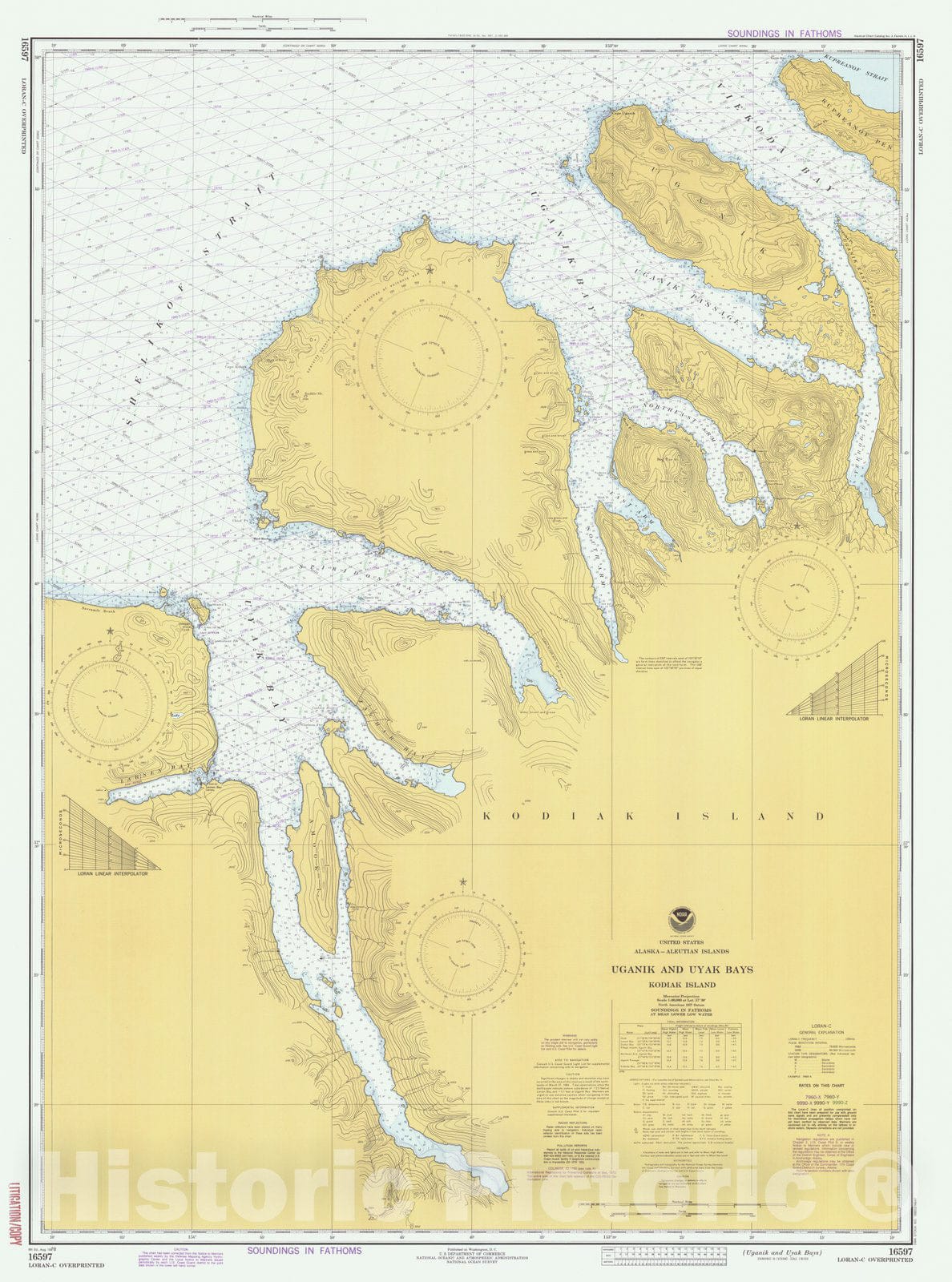 Historic Nautical Map - Uganik And Uyak Bays, AK, 1978 NOAA Chart - Vintage Wall Art