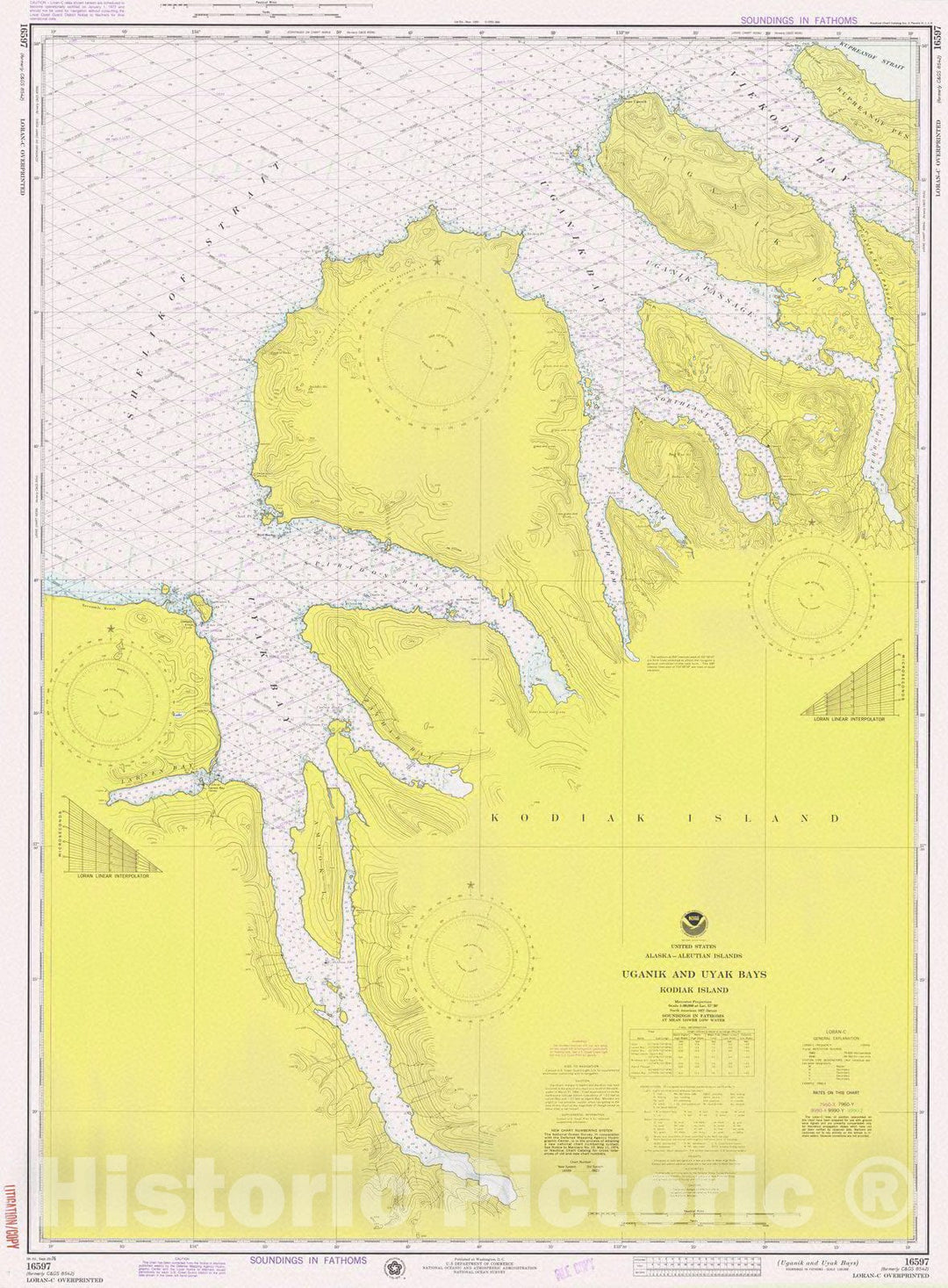Historic Nautical Map - Uganik And Uyak Bays, AK, 1976 NOAA Chart - Vintage Wall Art