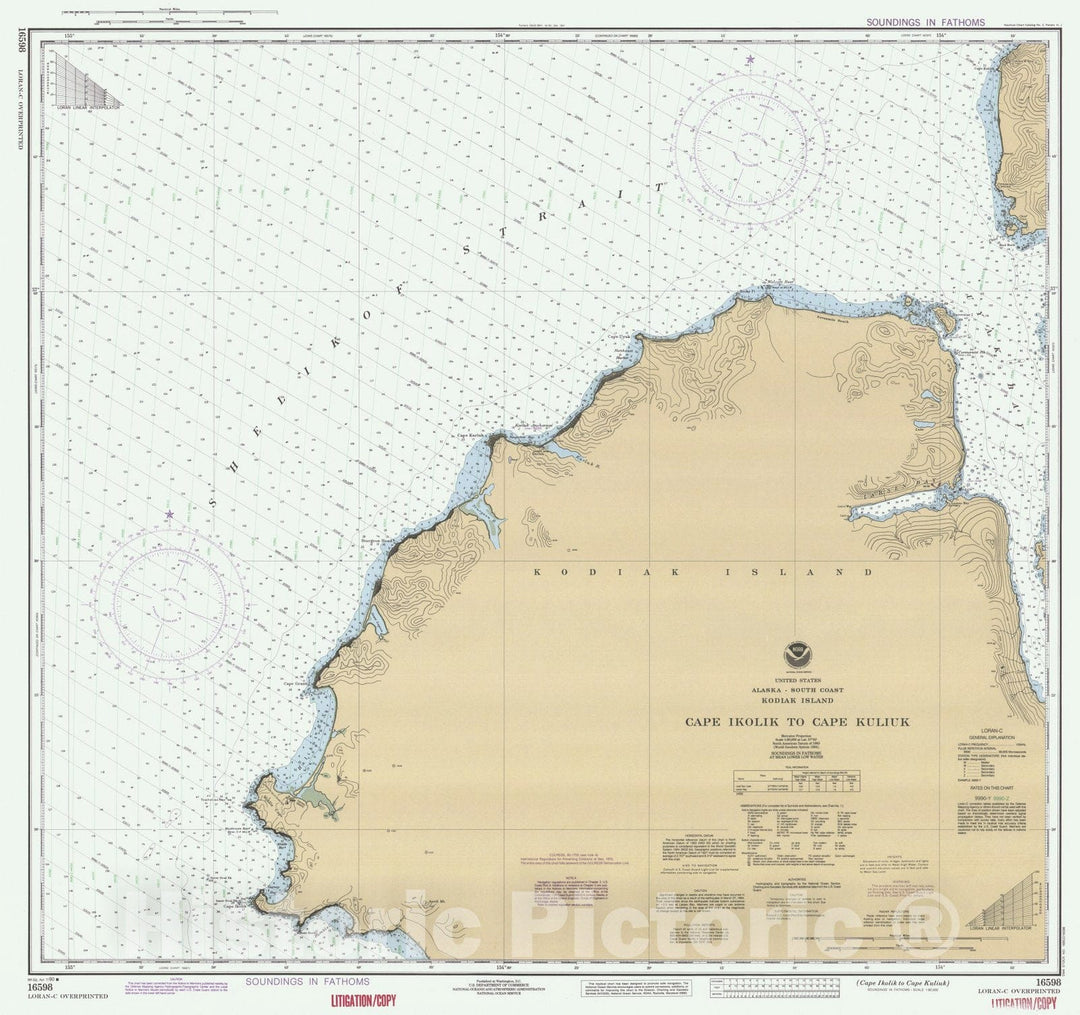 Historic Nautical Map - Cape Ikolik To Cape Kuliuk, AK, 1990 NOAA Chart - Vintage Wall Art