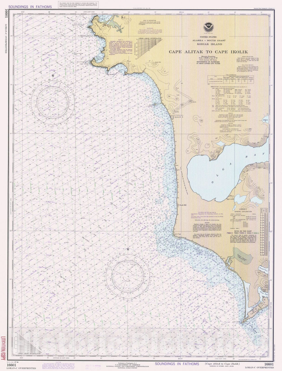 Historic Nautical Map - Cape Alitak To Cape Ikolik, AK, 1981 NOAA Chart - Vintage Wall Art