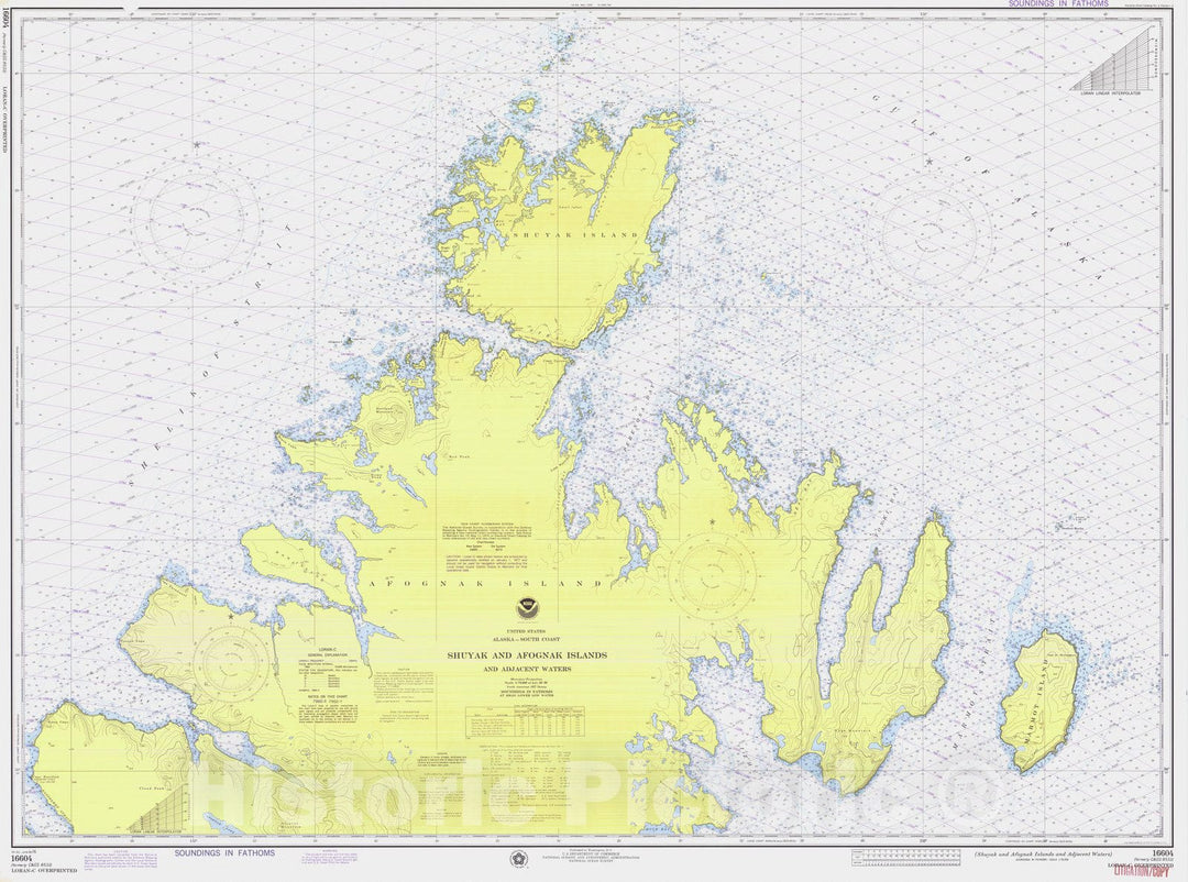 Historic Nautical Map - Shuyak And Afognak Islands And Adjacent Waters, AK, 1976 NOAA Chart - Vintage Wall Art