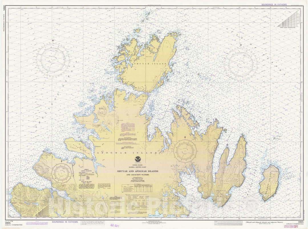 Historic Nautical Map - Shuyak And Afognak Islands And Adjacent Waters, AK, 1983 NOAA Chart - Vintage Wall Art