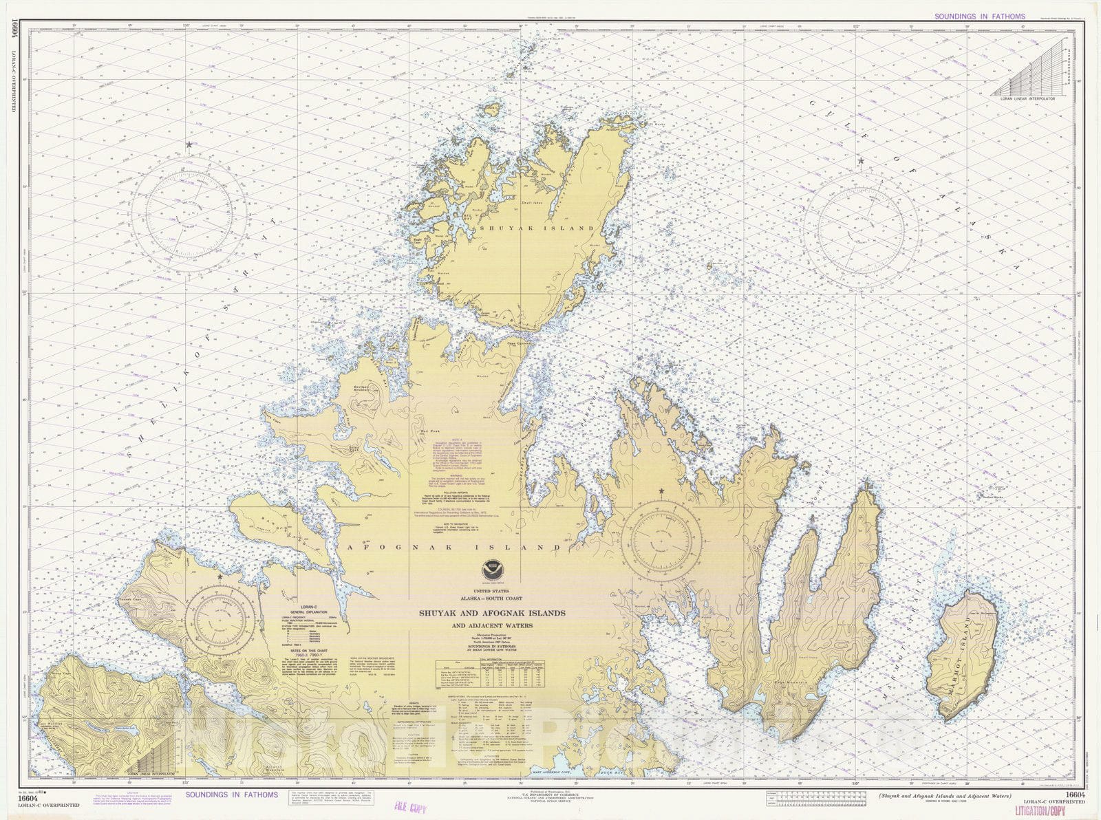 Historic Nautical Map - Shuyak And Afognak Islands And Adjacent Waters, AK, 1983 NOAA Chart - Vintage Wall Art