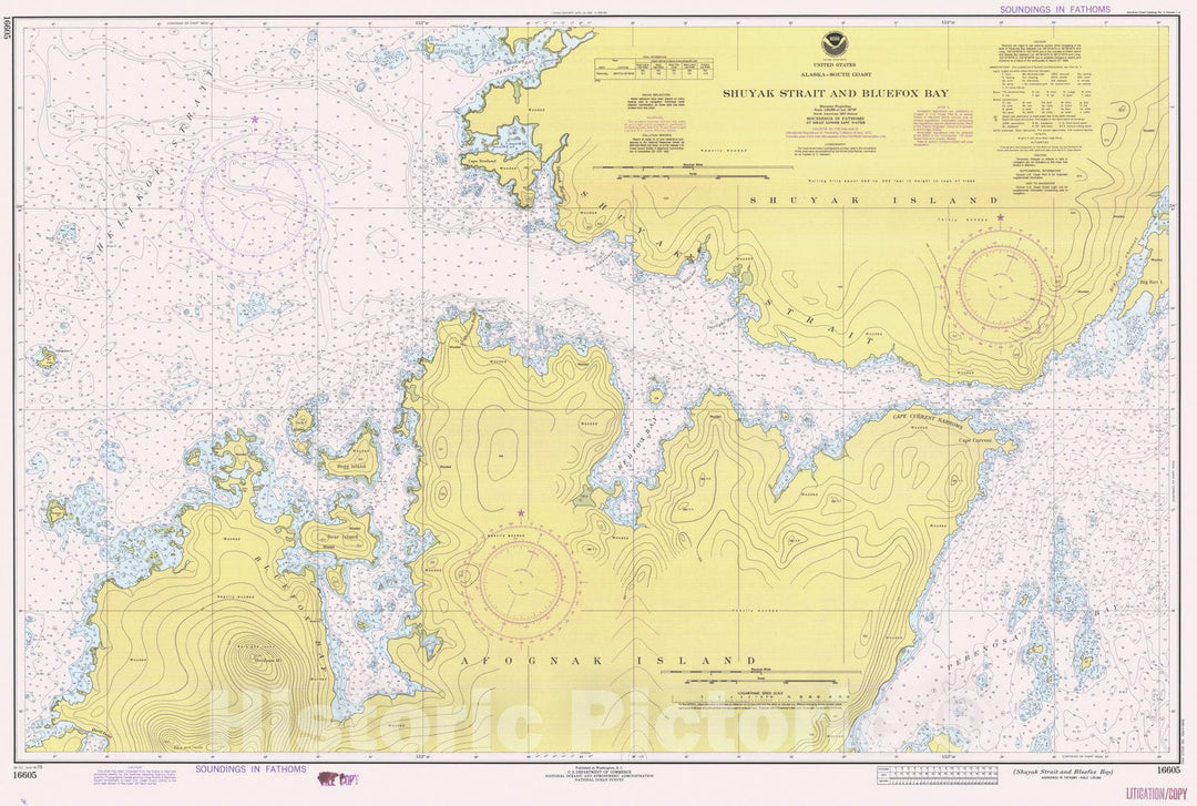 Historic Nautical Map - Shuyak Strait And Bluefox Bay, AK, 1979 NOAA Chart - Vintage Wall Art