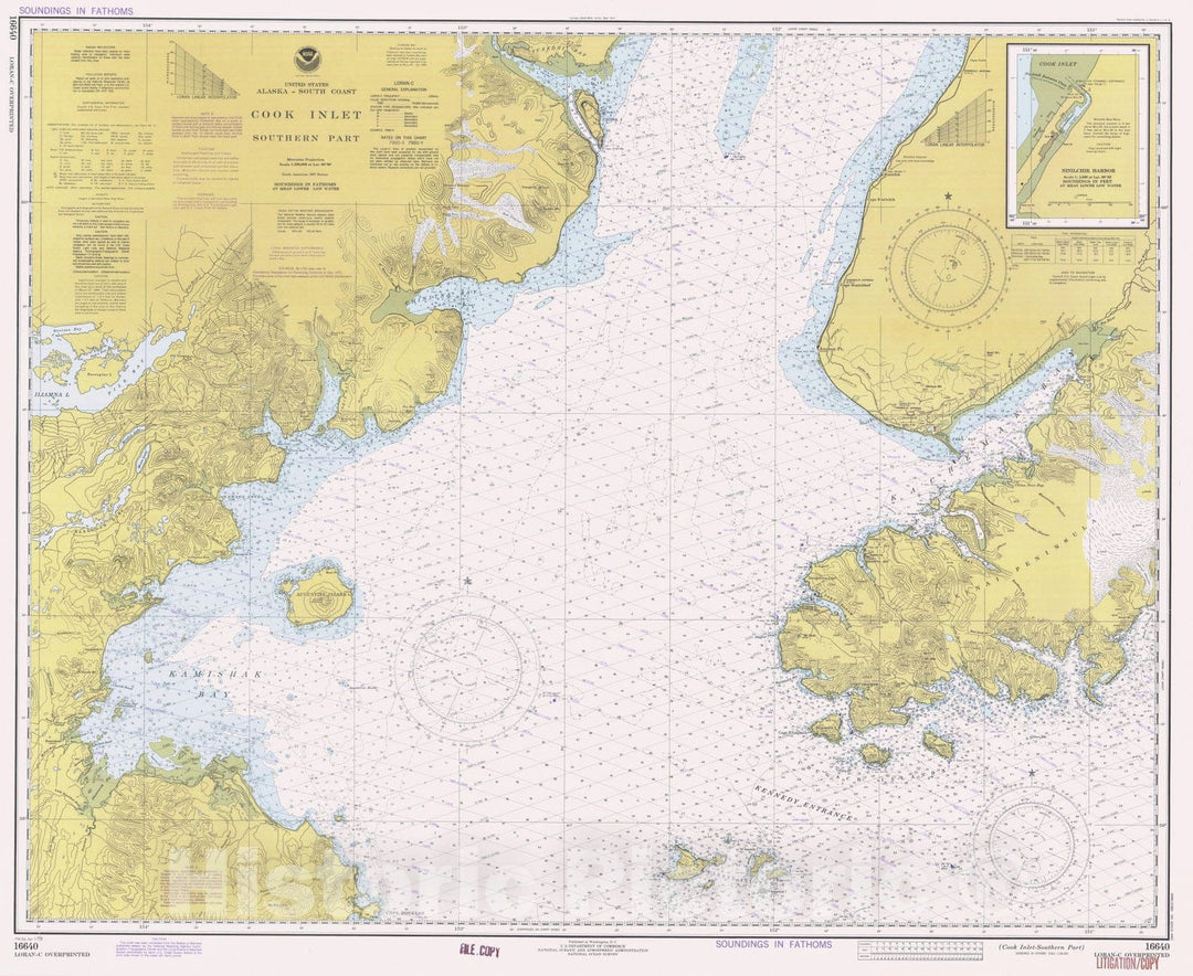 Historic Nautical Map - Cook Inlet-Southern Part, AK, 1979 NOAA Chart - Vintage Wall Art