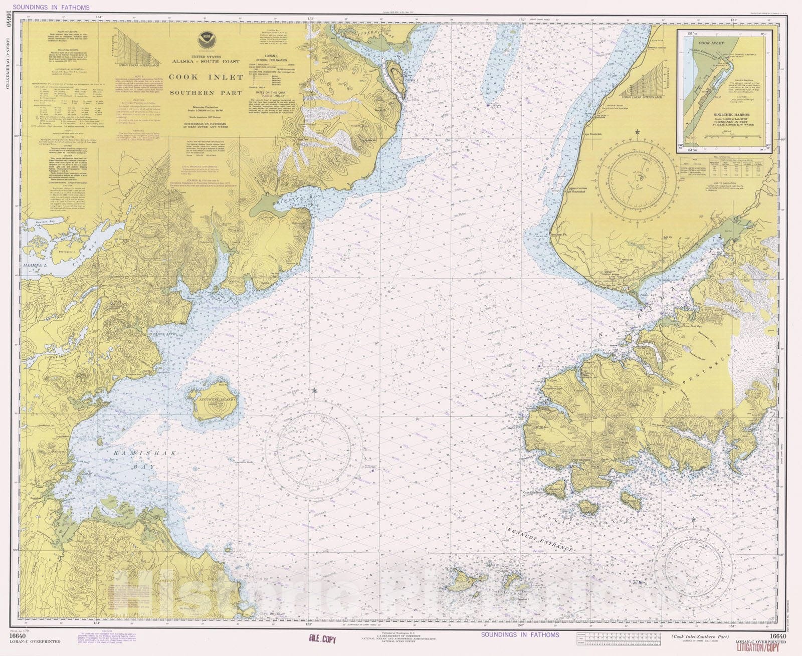Historic Nautical Map - Cook Inlet-Southern Part, AK, 1979 NOAA Chart - Vintage Wall Art