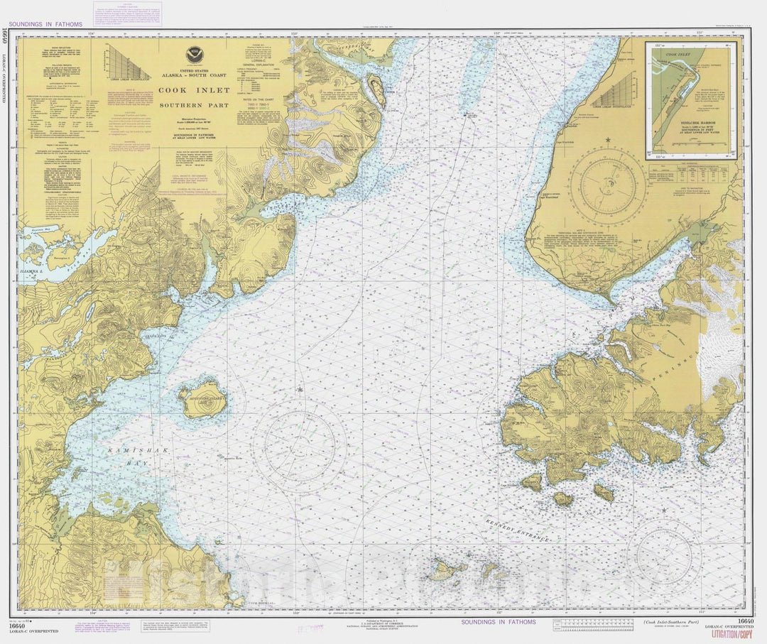 Historic Nautical Map - Cook Inlet-Southern Part, AK, 1983 NOAA Chart - Vintage Wall Art