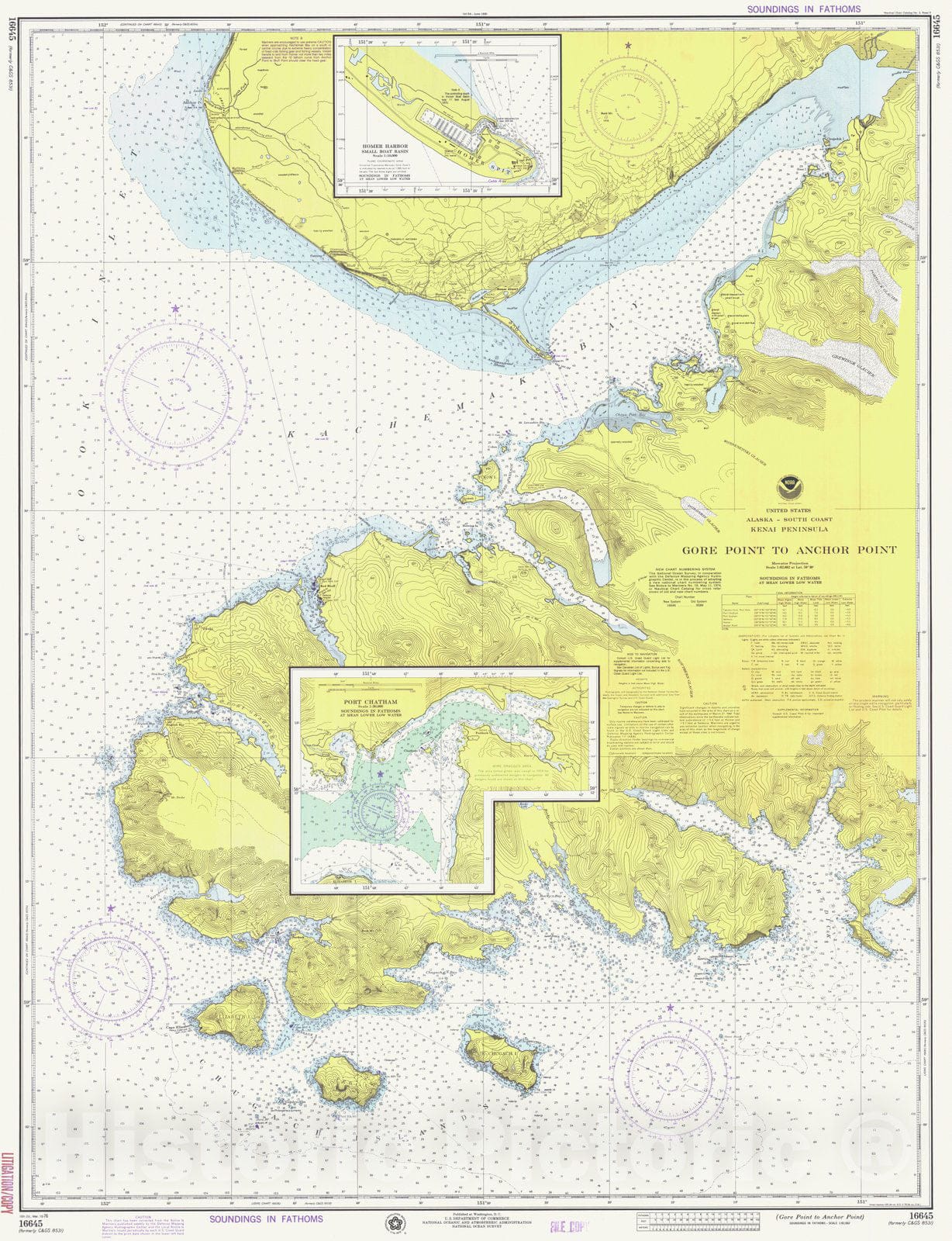 Historic Historic Nautical Map - Gore Point To Anchor Point, AK, 1976 NOAA Chart - Antique Vintage Decor Poster Wall Art Reproduction