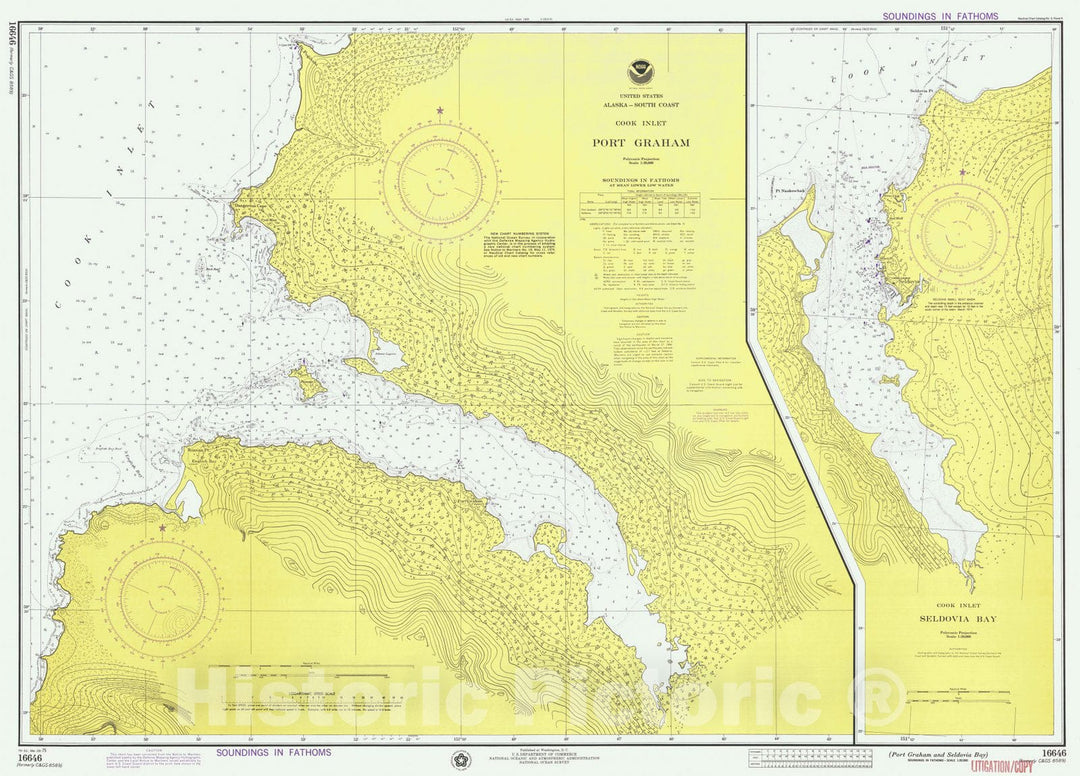 Historic Nautical Map - Port Graham And Seldovia Bay, AK, 1975 NOAA Chart - Vintage Wall Art