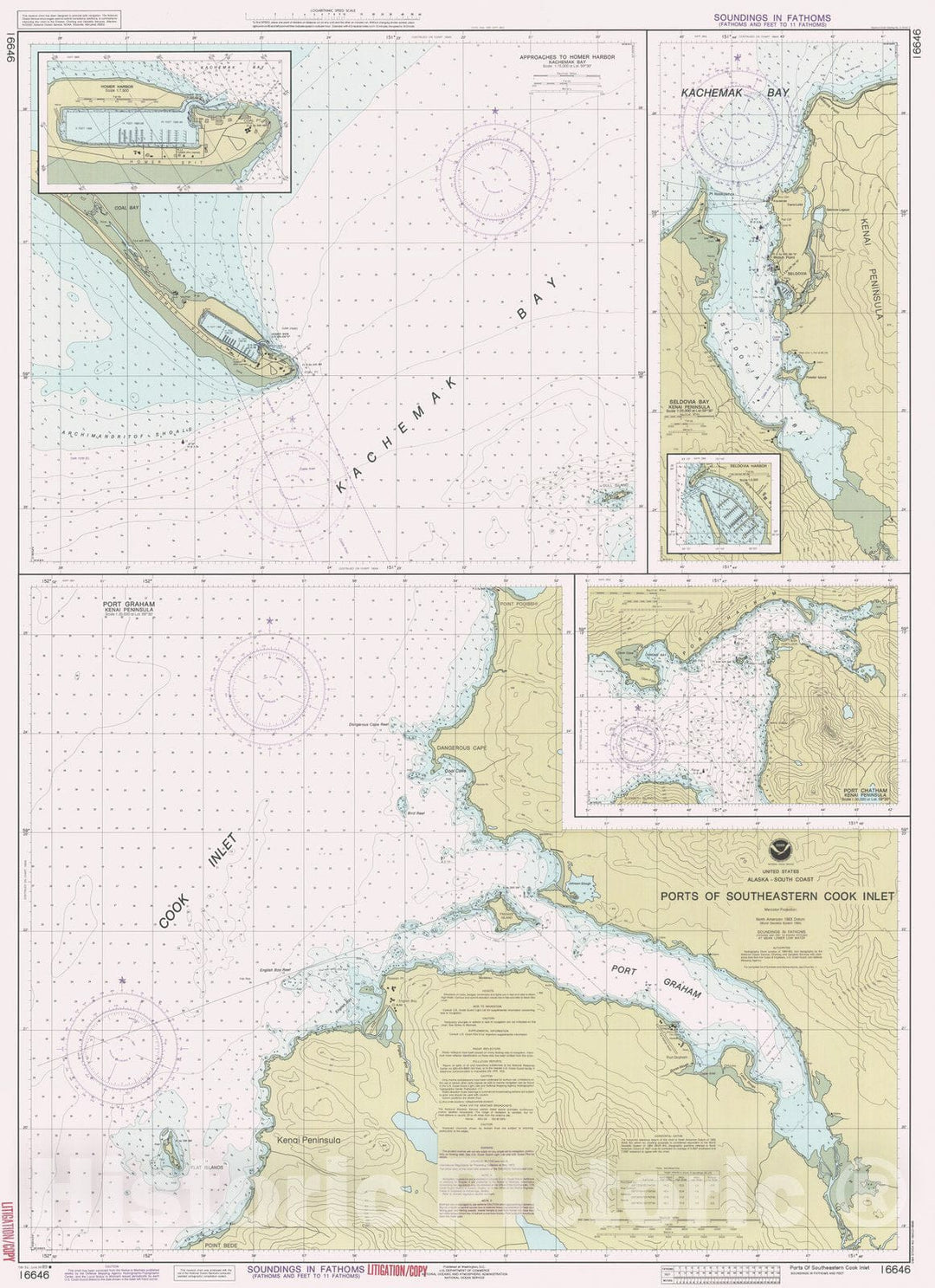 Historic Nautical Map - Ports Of Southeastern Cook Inlet, AK, 1989 NOAA Chart - Vintage Wall Art