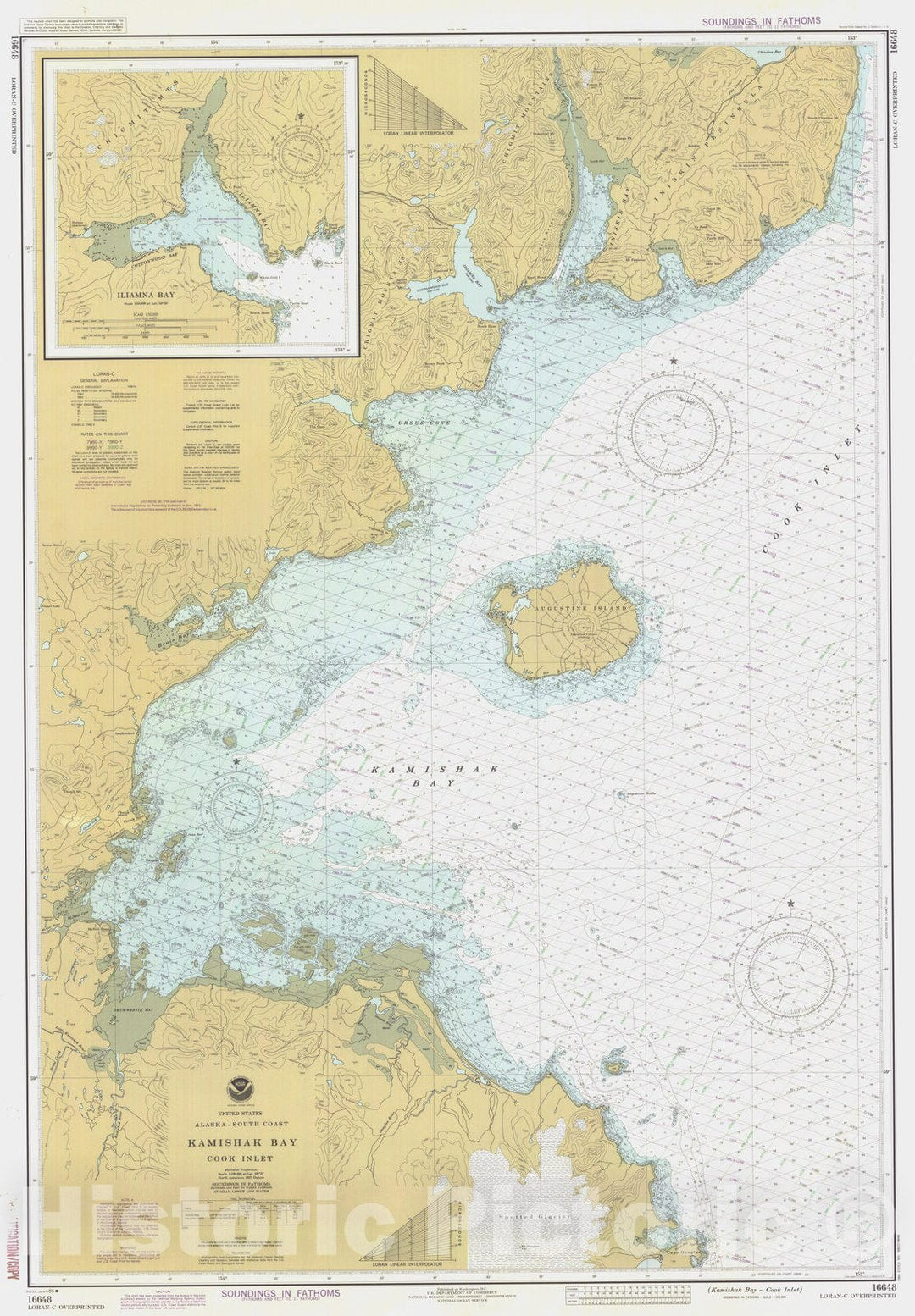 Historic Nautical Map - Kamishak Bay-Cook Inlet, AK, 1985 NOAA Chart - Vintage Wall Art