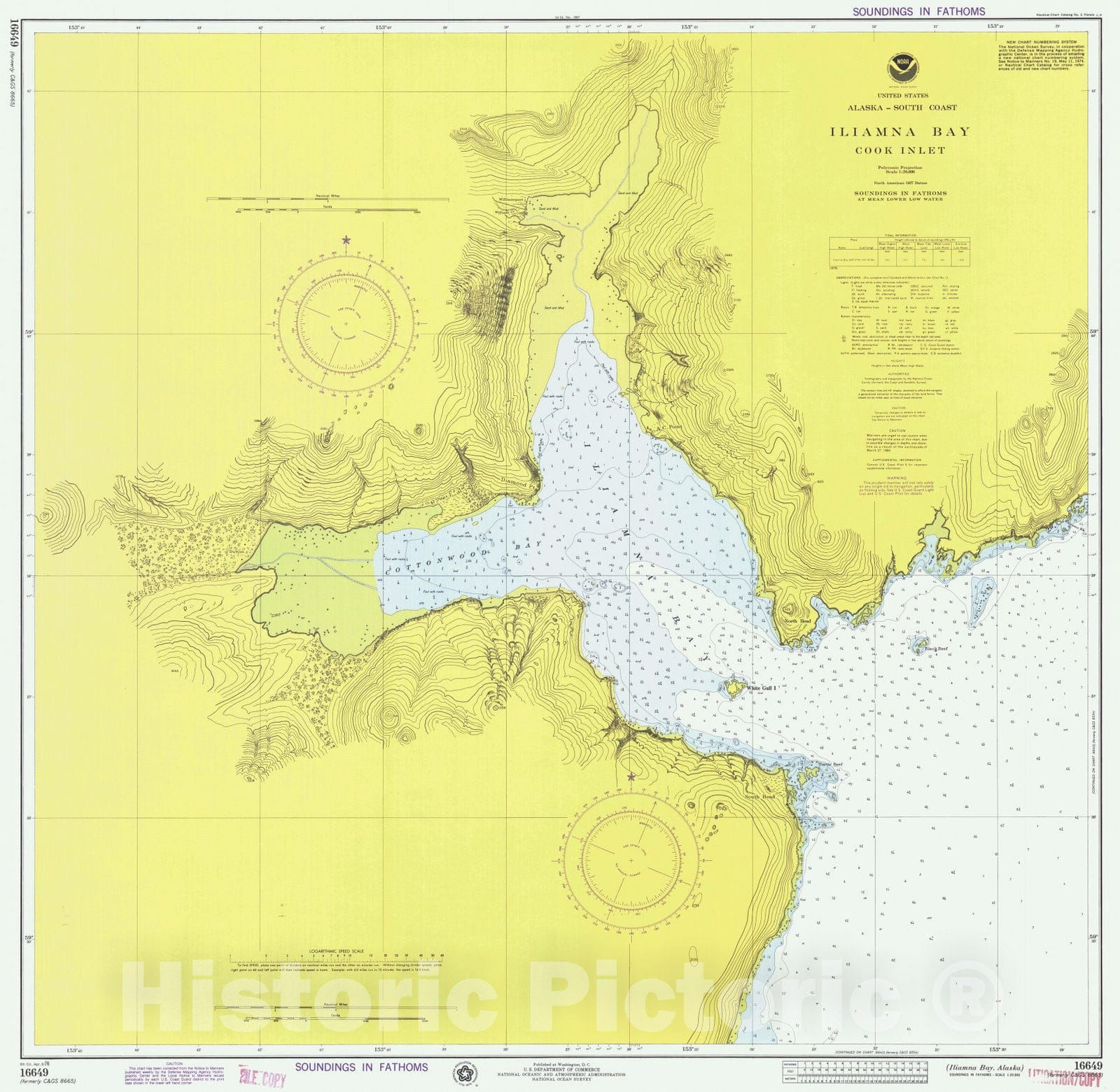 Historic Nautical Map - Iliamna Bay Alaska, AK, 1976 NOAA Chart - Vintage Wall Art