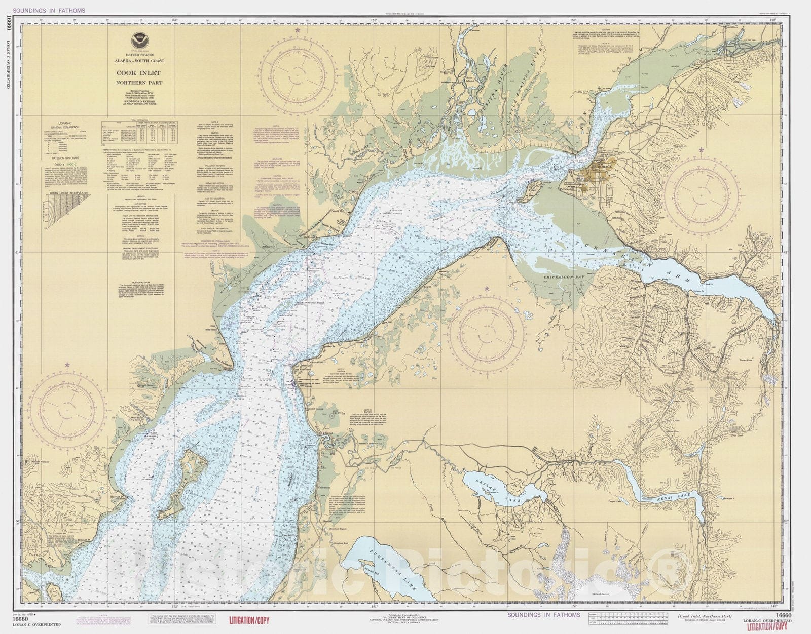 Historic Nautical Map - Cook Inlet Northern Part, AK, 1990 NOAA Chart - Vintage Wall Art
