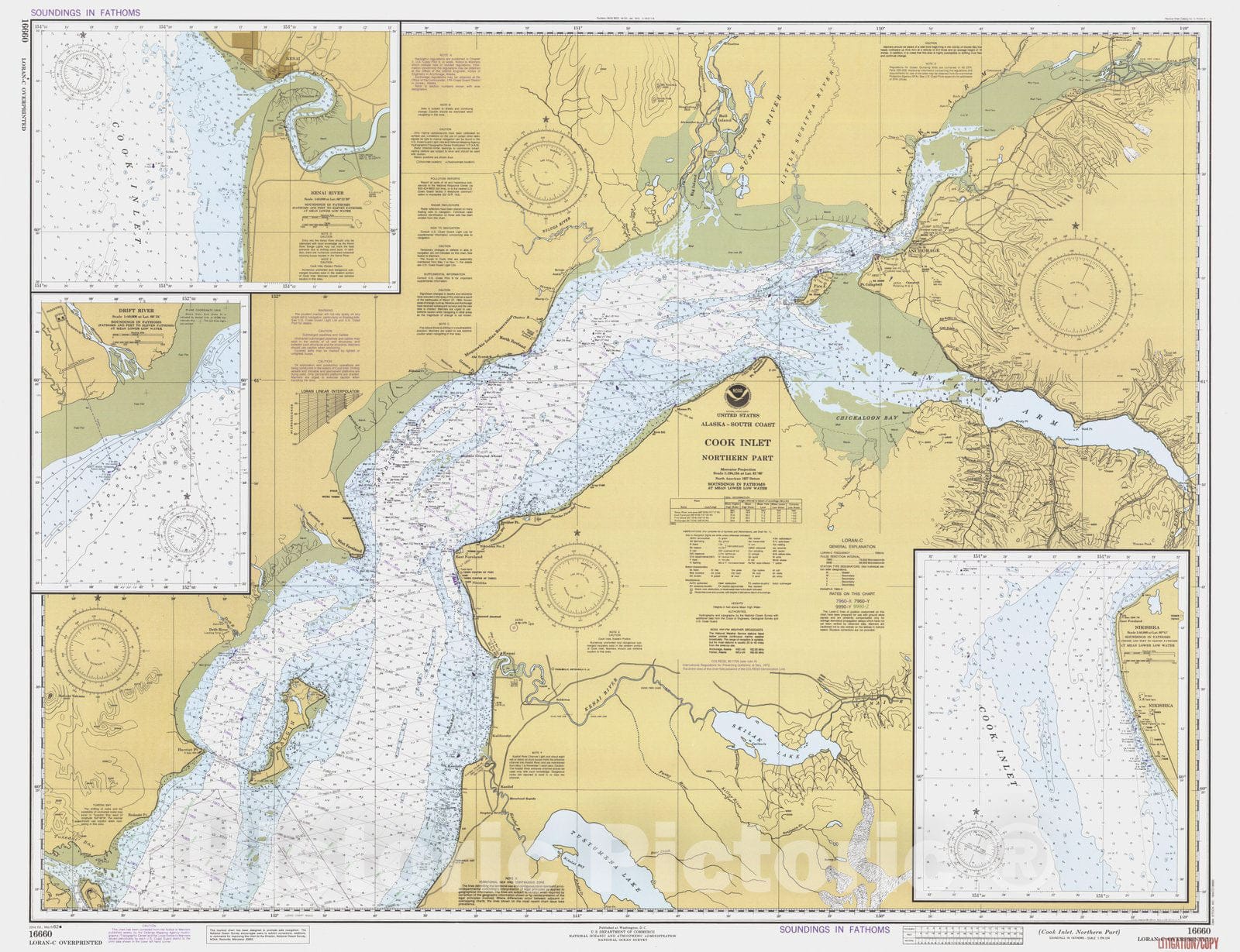 Historic Nautical Map - Cook Inlet Northern Part, AK, 1982 NOAA Chart - Vintage Wall Art